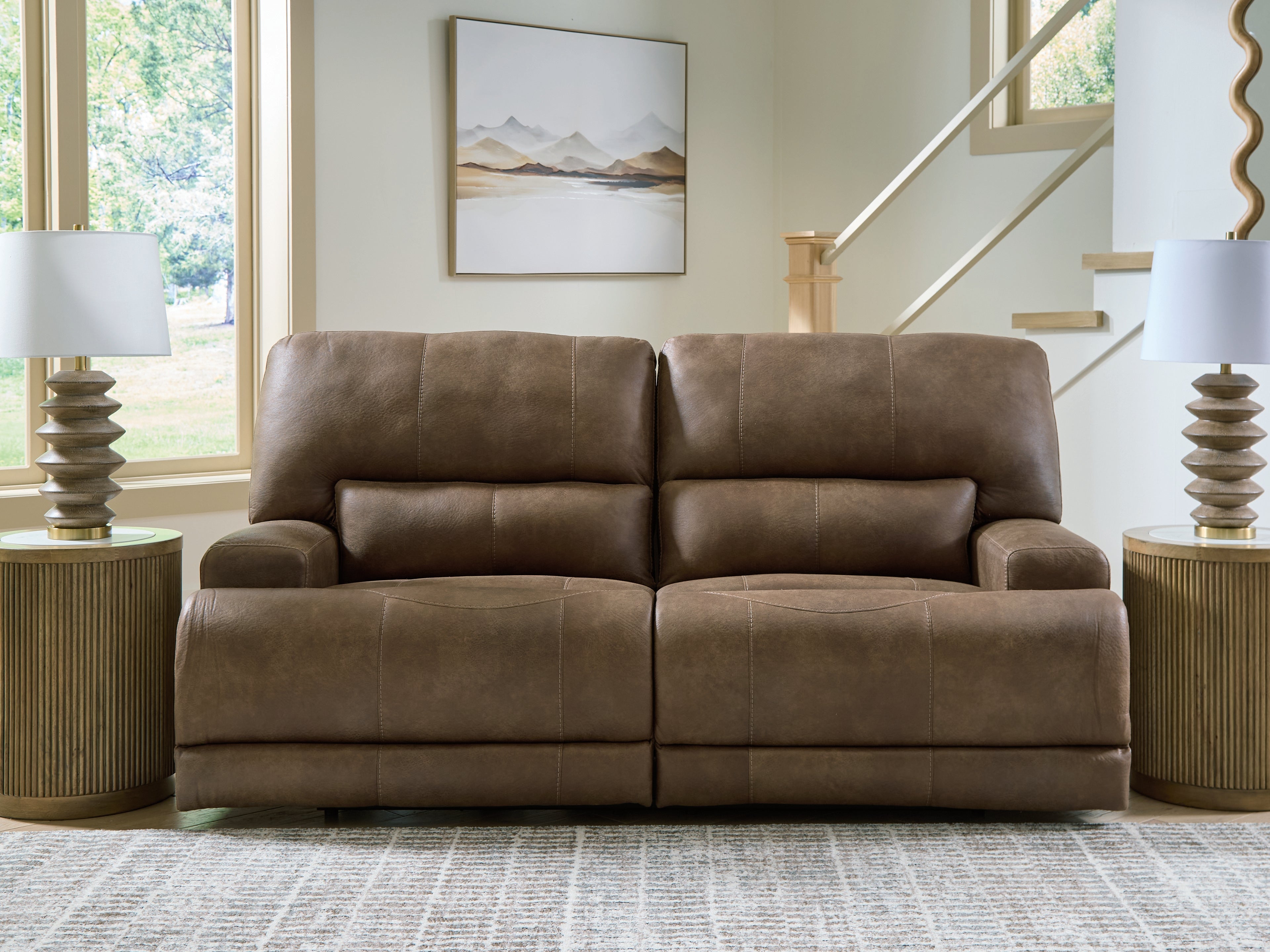 Family Deals Furniture - Ashley Furniture - Beckley Place Living Room - 2 Seat PWR REC Sofa ADJ HDREST / Earth - PC9180247