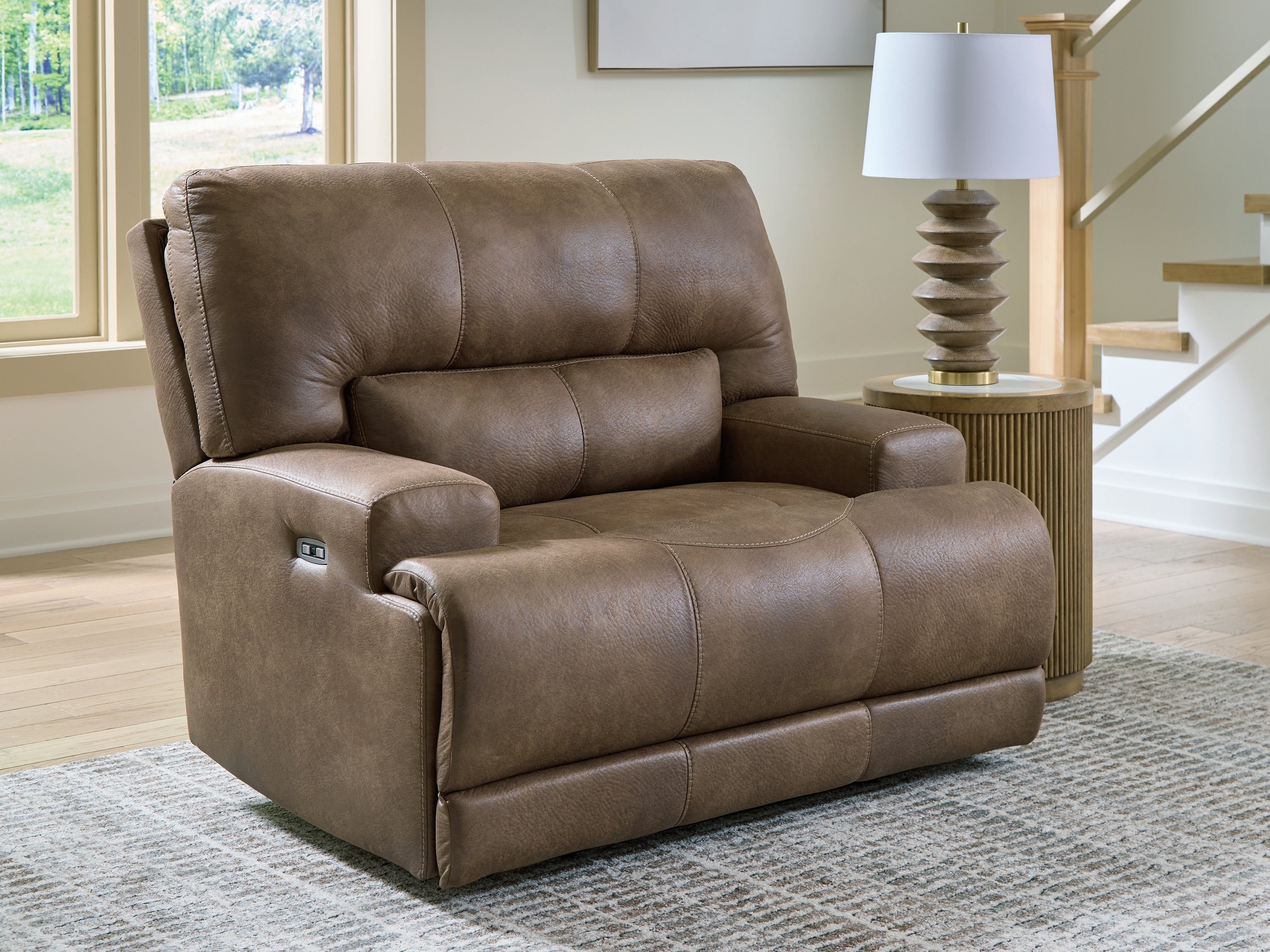 Family Deals Furniture - Ashley Furniture - Beckley Place Living Room - PWR Recliner/ADJ Headrest / Earth - PC9180282