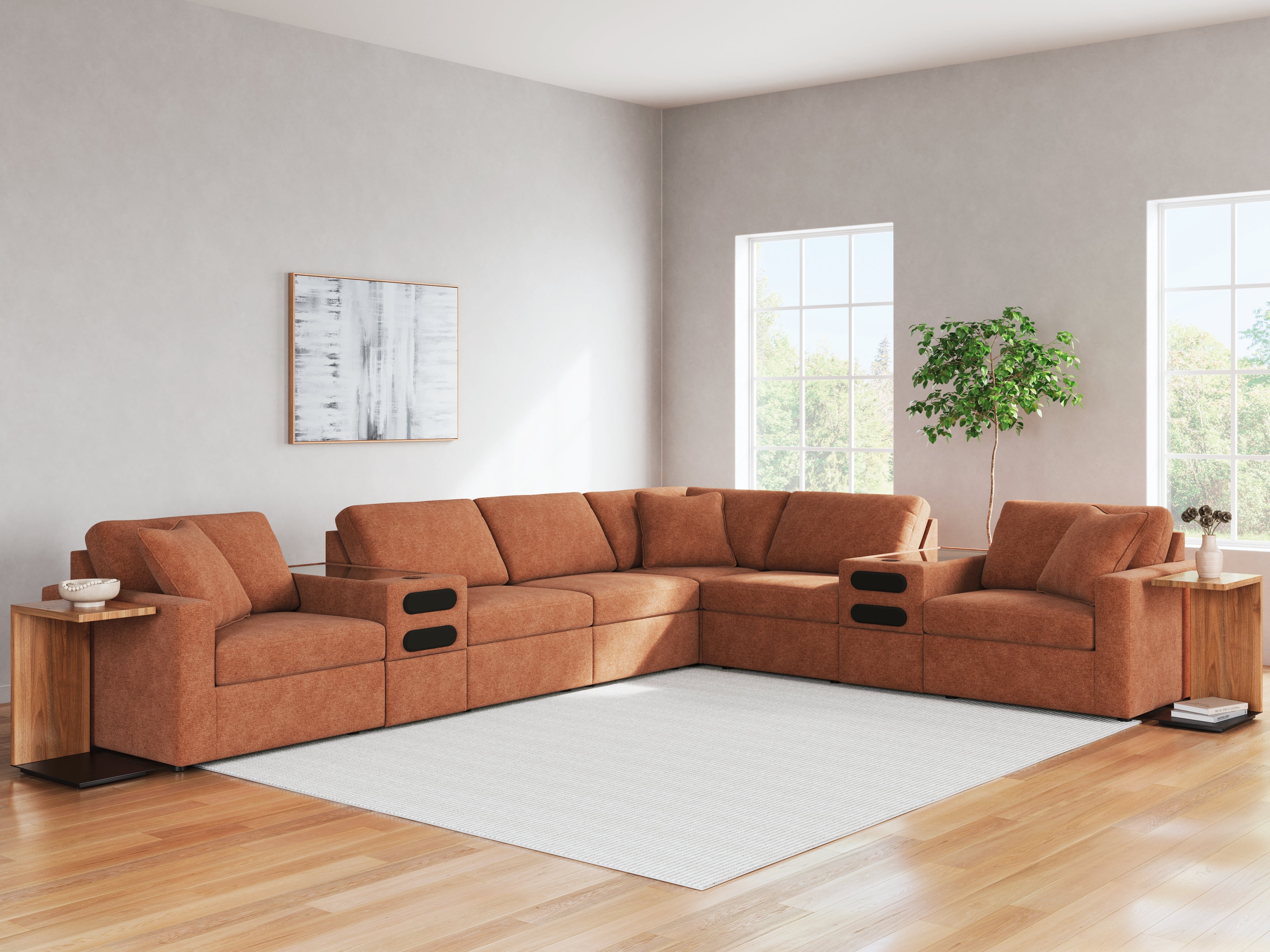 Family Deals Furniture - Ashley Furniture - Modmax Sectional - RAF 8-Piece Sectional / Spice - 92102S16