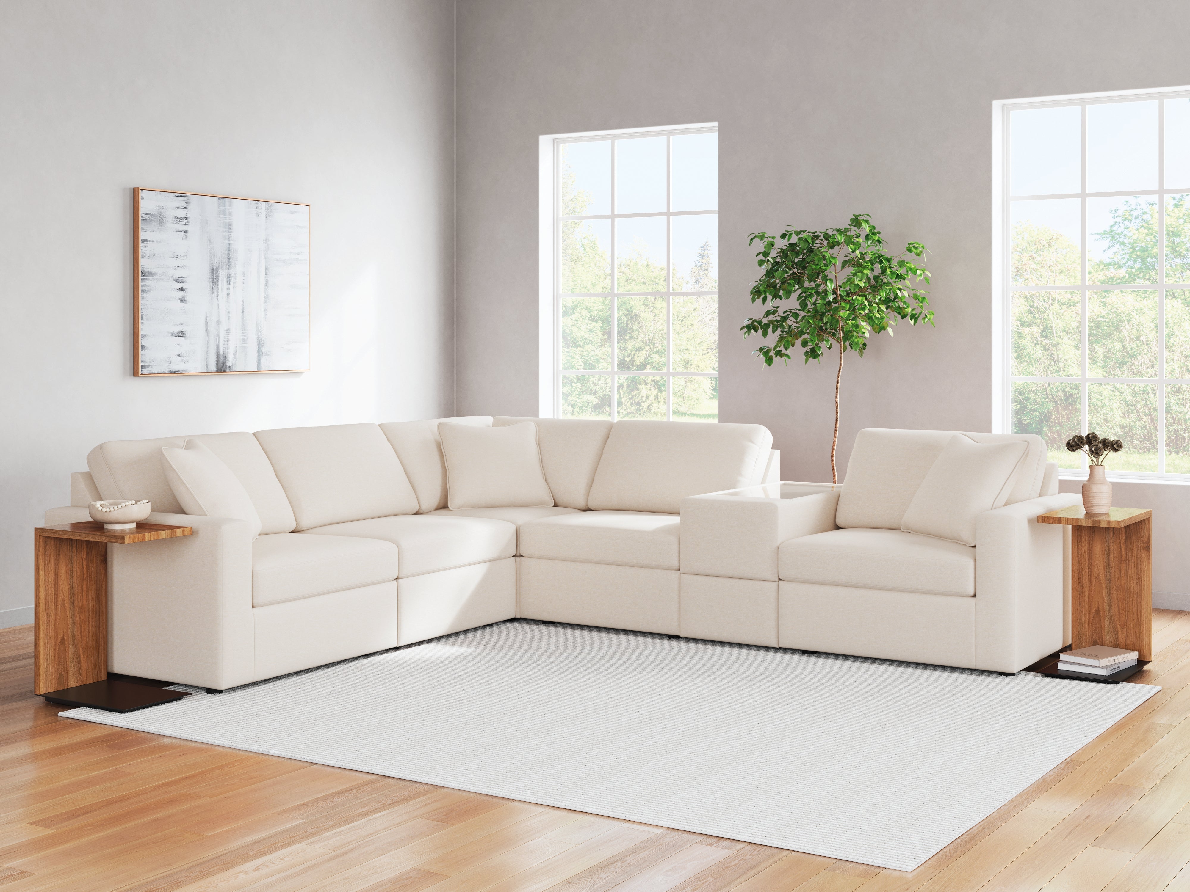 Family Deals Furniture - Ashley Furniture - Modmax Sectional - RAF 6-Piece Sectional / Oyster - 92103S7