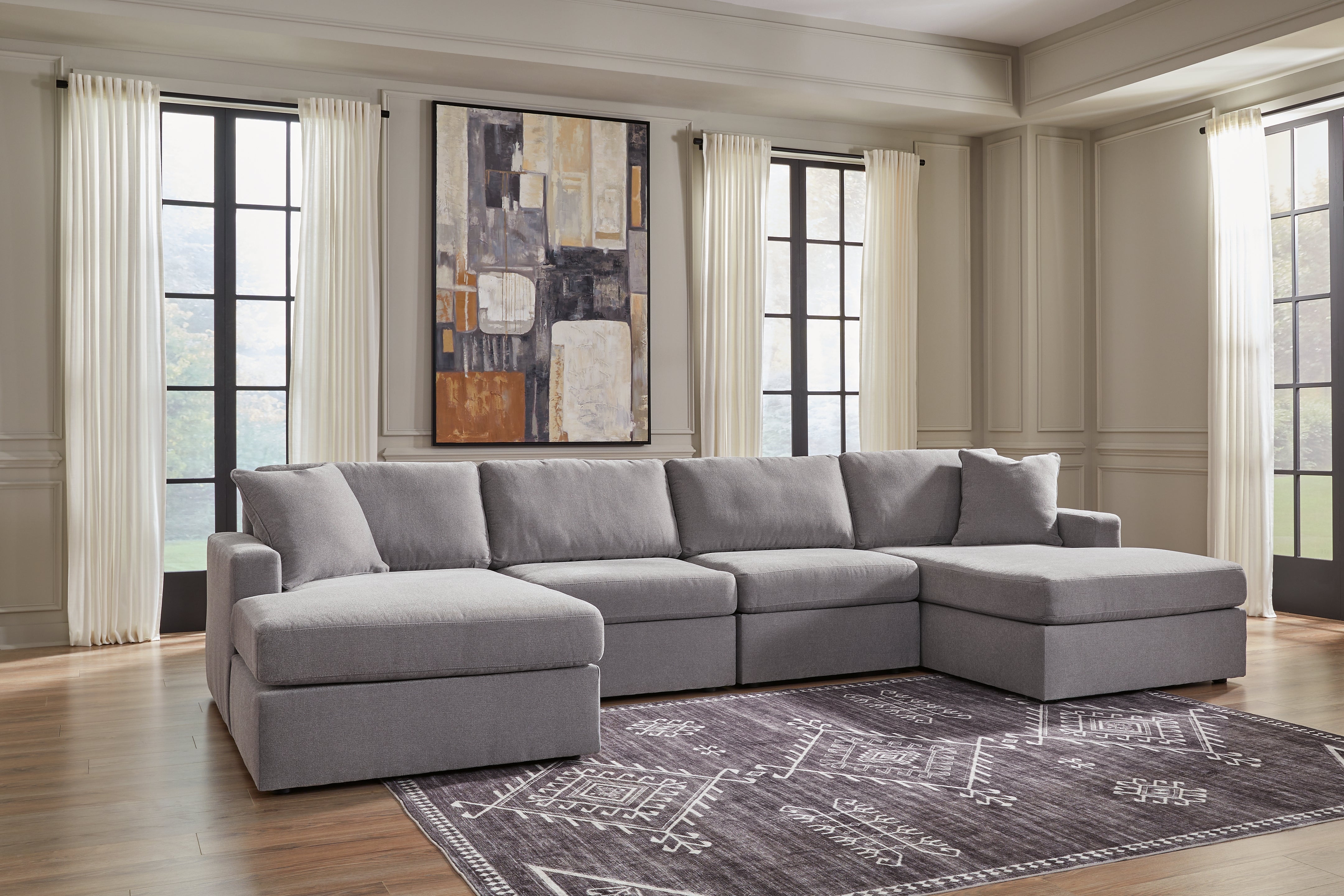 Family Deals Furniture - Ashley Furniture - Modmax Sectional - RAF 4-Piece Sectional with Chaise / Granite - 92104S19