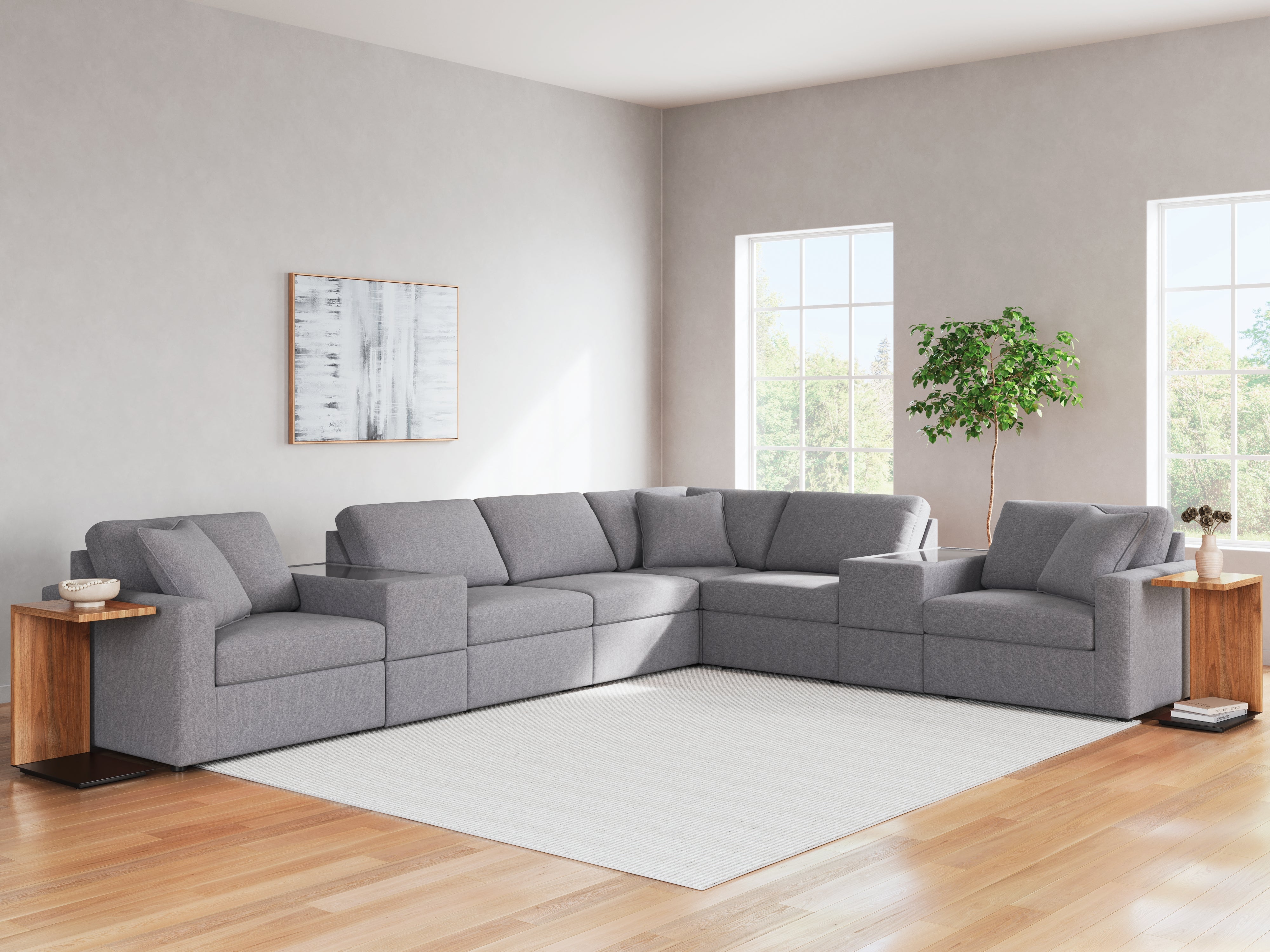 Family Deals Furniture - Ashley Furniture - Modmax Sectional - RAF 8-Piece Sectional / Granite - 92104S11