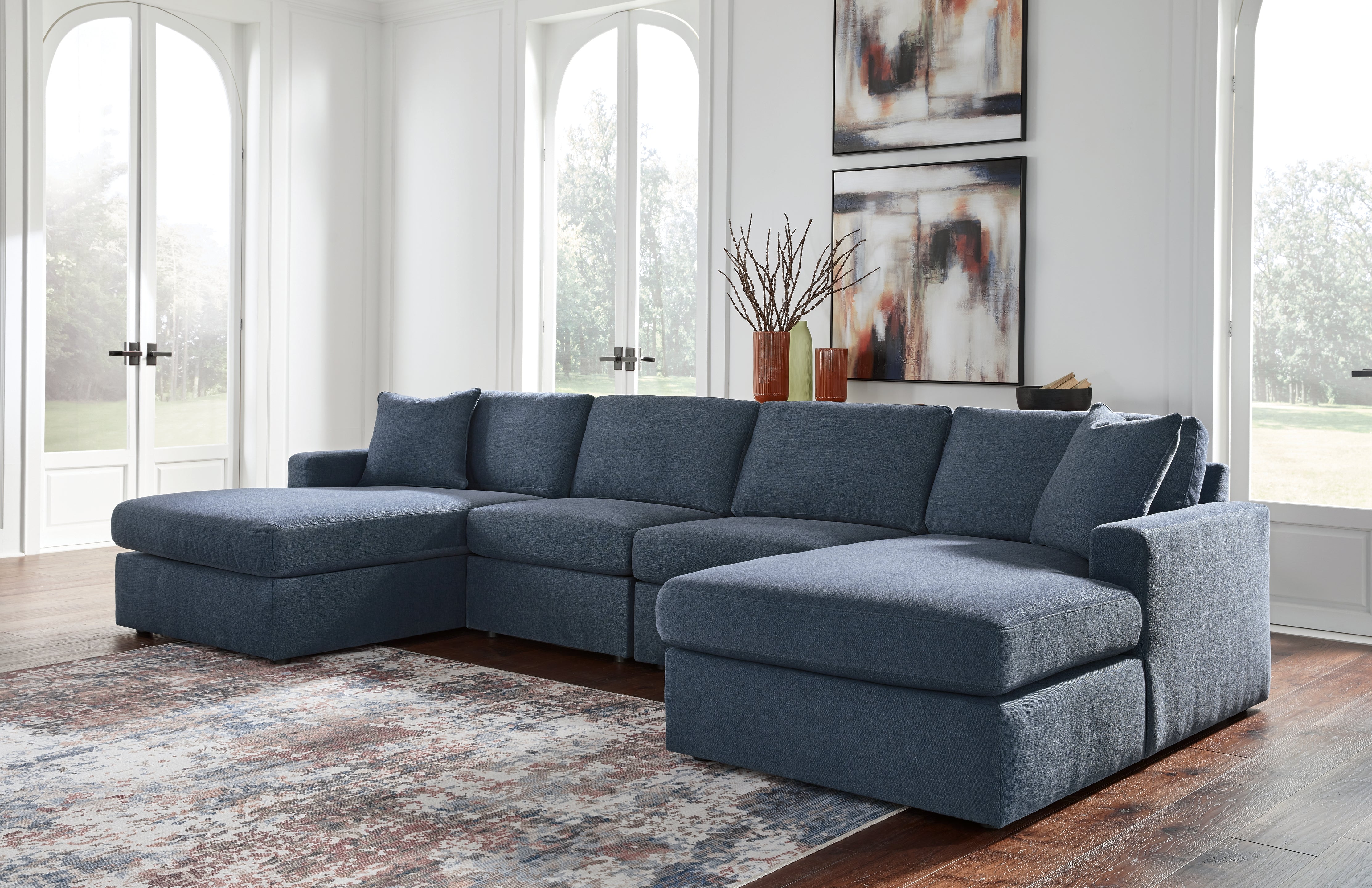 Family Deals Furniture - Ashley Furniture - Modmax Sectional - RAF 4-Piece Sectional with Chaise / Ink - 92121S19