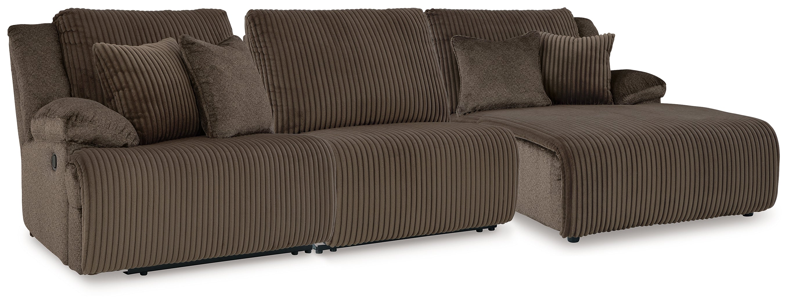Family Deals Furniture - Ashley Furniture - Top Tier Sectional - 3-Piece Reclining Sofa Chaise Sectional / Chocolate - 92705S10