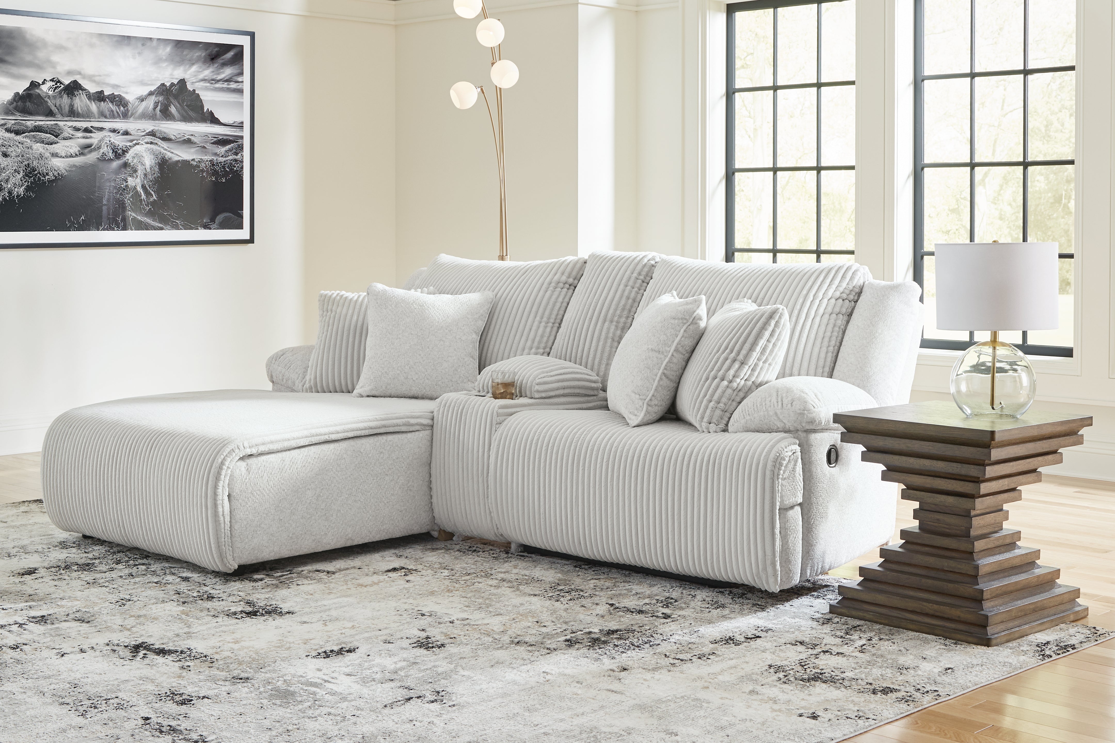 Family Deals Furniture - Ashley Furniture - Top Tier Sectional - 3-Piece Reclining Sectional Sofa with Chaise / Alloy - 92706S5