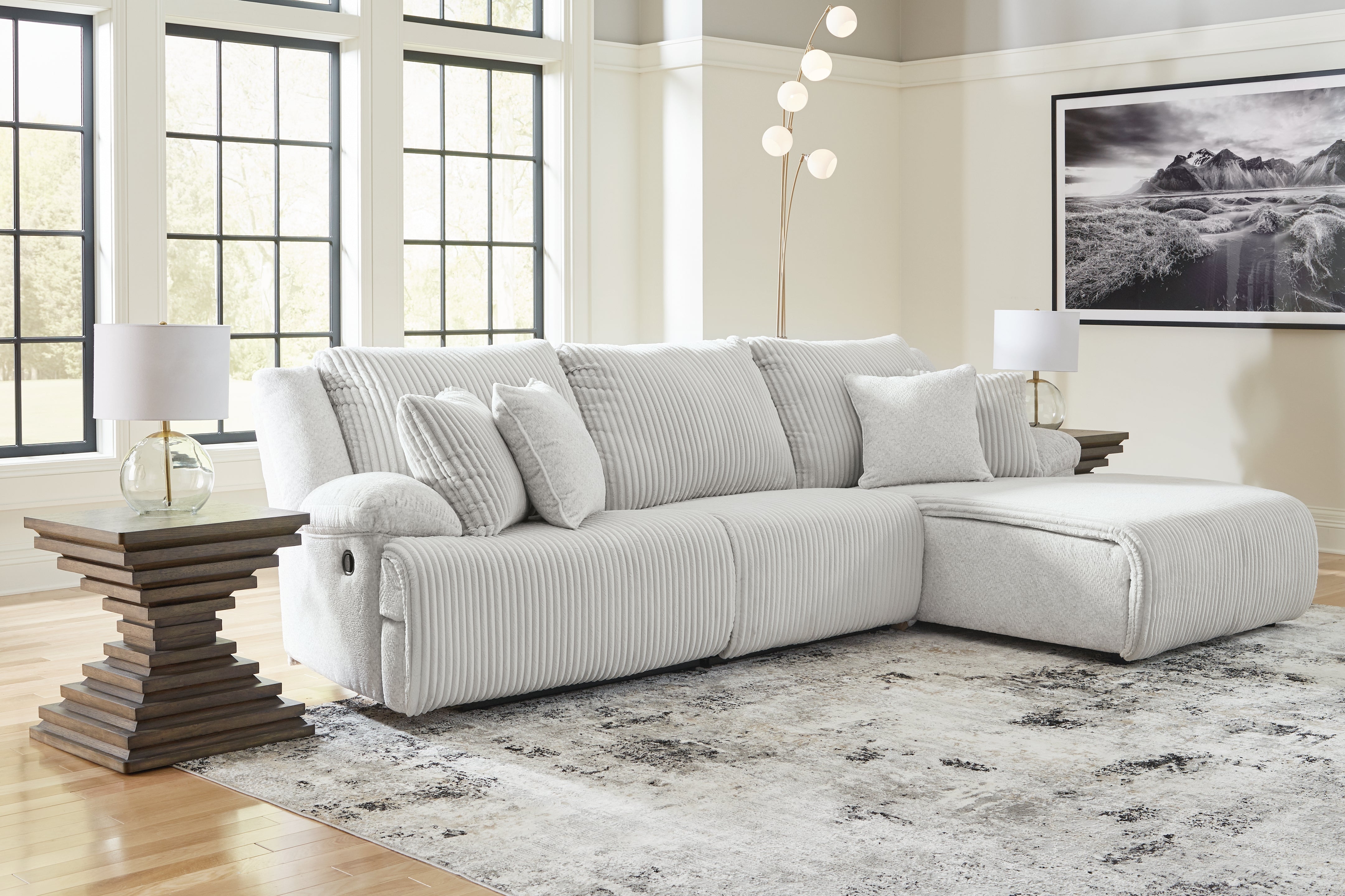 Family Deals Furniture - Ashley Furniture - Top Tier Sectional - 3-Piece Reclining Sectional Sofa Chaise / Alloy - 92706S6