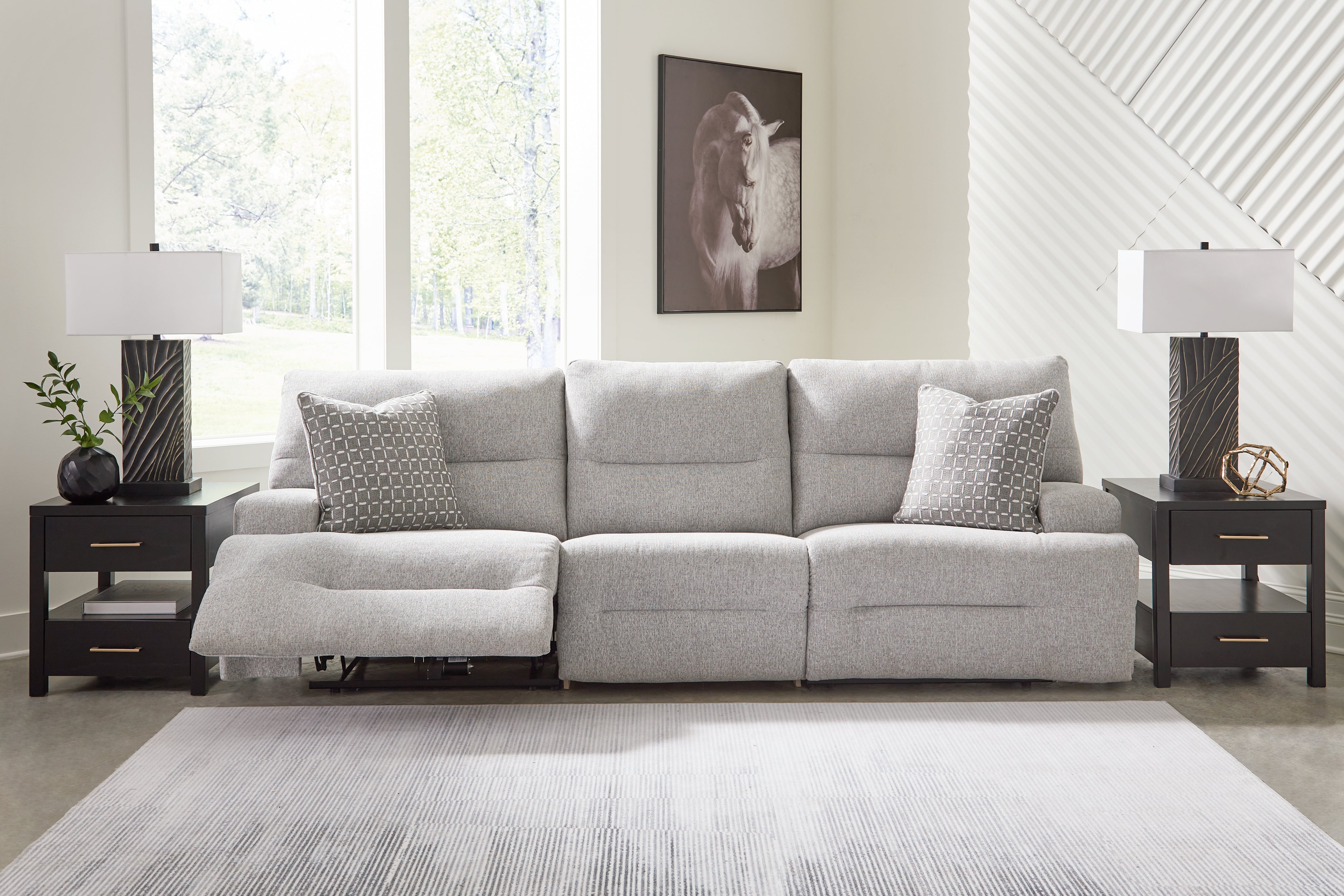 Family Deals Furniture - Ashley Furniture - Acklen Place Sectional - 3-Piece Power Reclining Sectional Sofa / Pewter - 93605S18