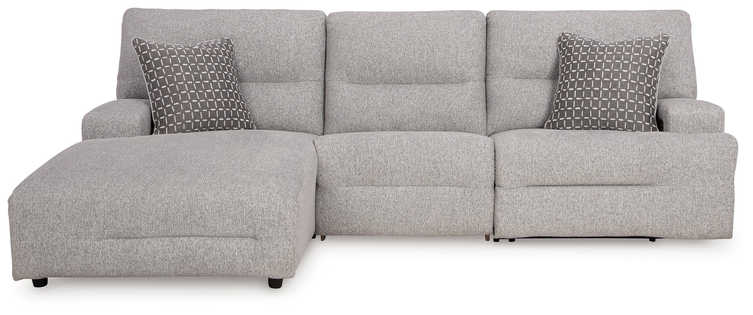 Family Deals Furniture - Ashley Furniture - Acklen Place Sectional - 3-Piece Power Reclining Sectional / Pewter - 93605S7