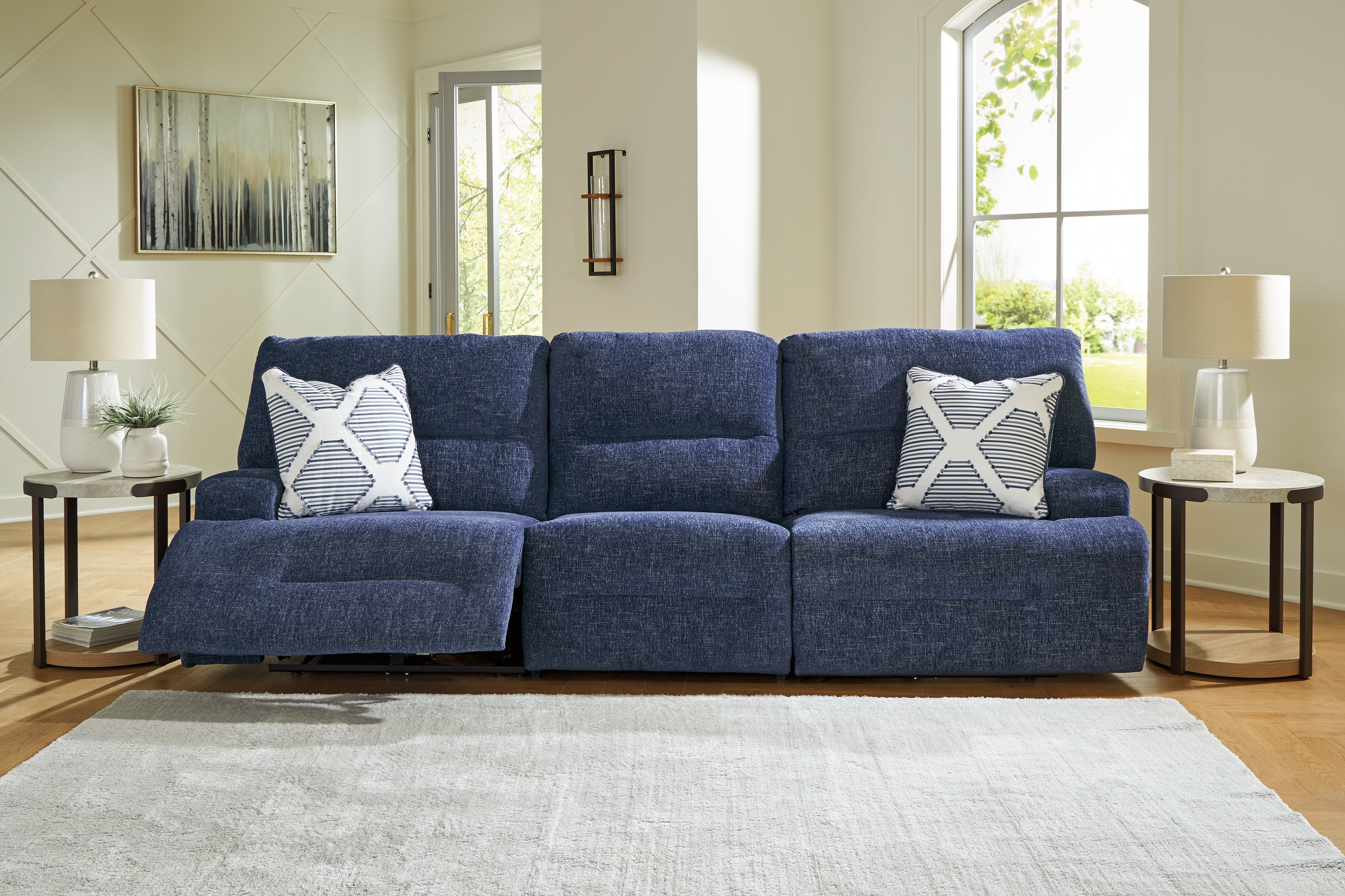 Family Deals Furniture - Ashley Furniture - Acklen Place Sectional - 3-Piece Power Reclining Sectional Sofa / Navy - 93607S18