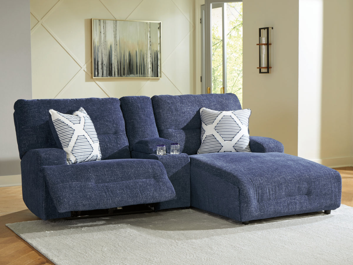 Family Deals Furniture - Ashley Furniture - Acklen Place Sectional - 2-Piece Power Reclining Sectional / Navy - 93607S16