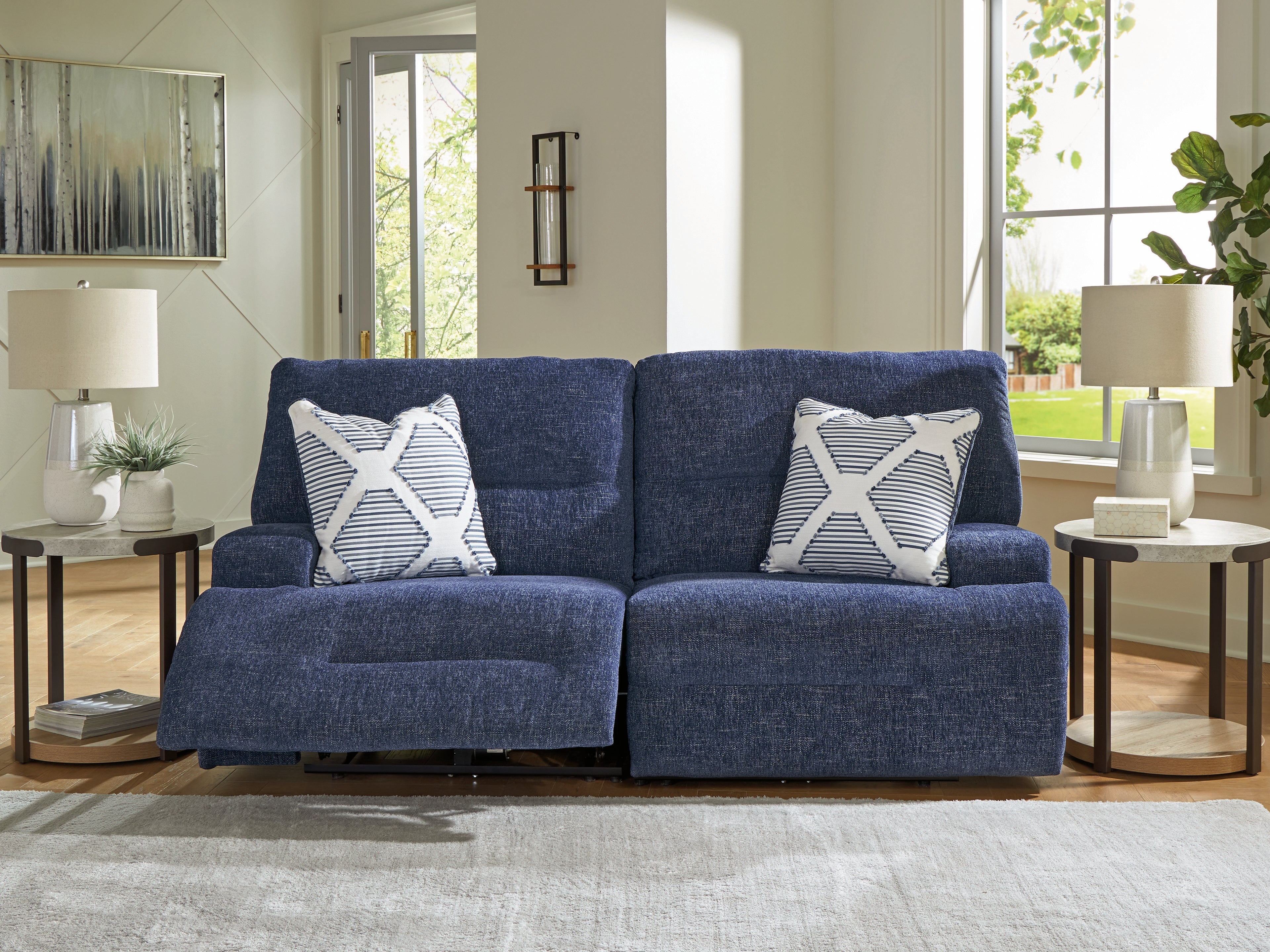 Family Deals Furniture - Ashley Furniture - Acklen Place Sectional - 2-Piece Power Reclining Sectional / Navy - 93607S16