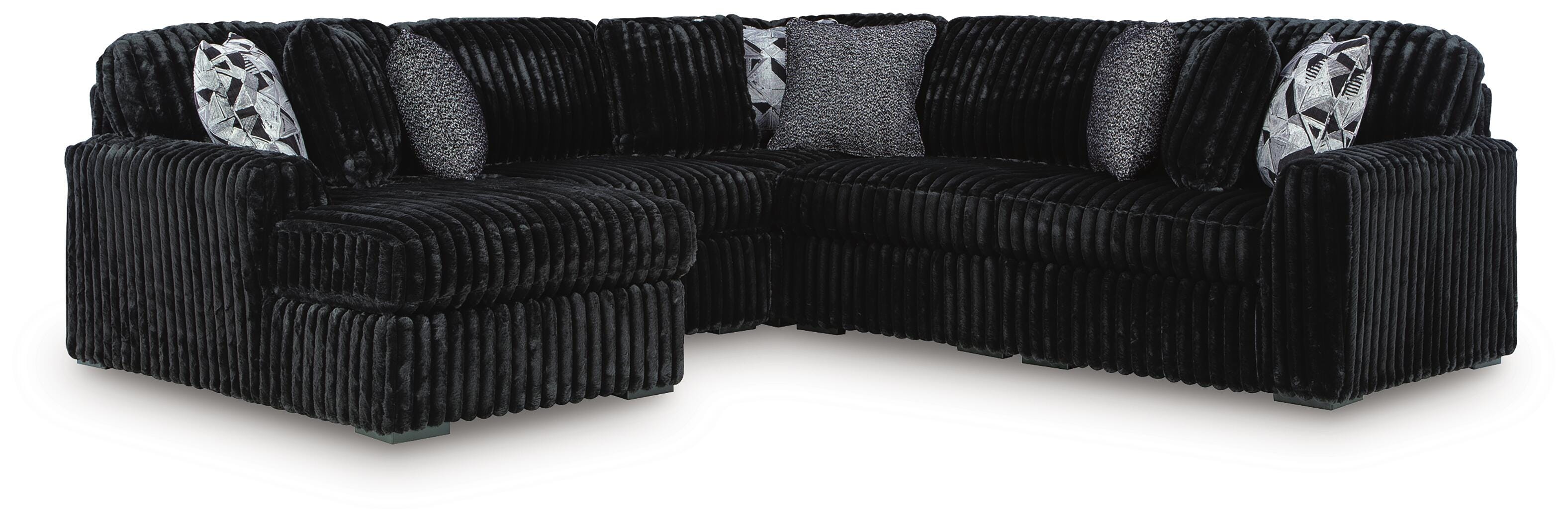 Family Deals Furniture - Ashley Furniture - Midnight-Madness Sectional - RAF 5-Piece Sectional with Chaise / Onyx - 98103S21