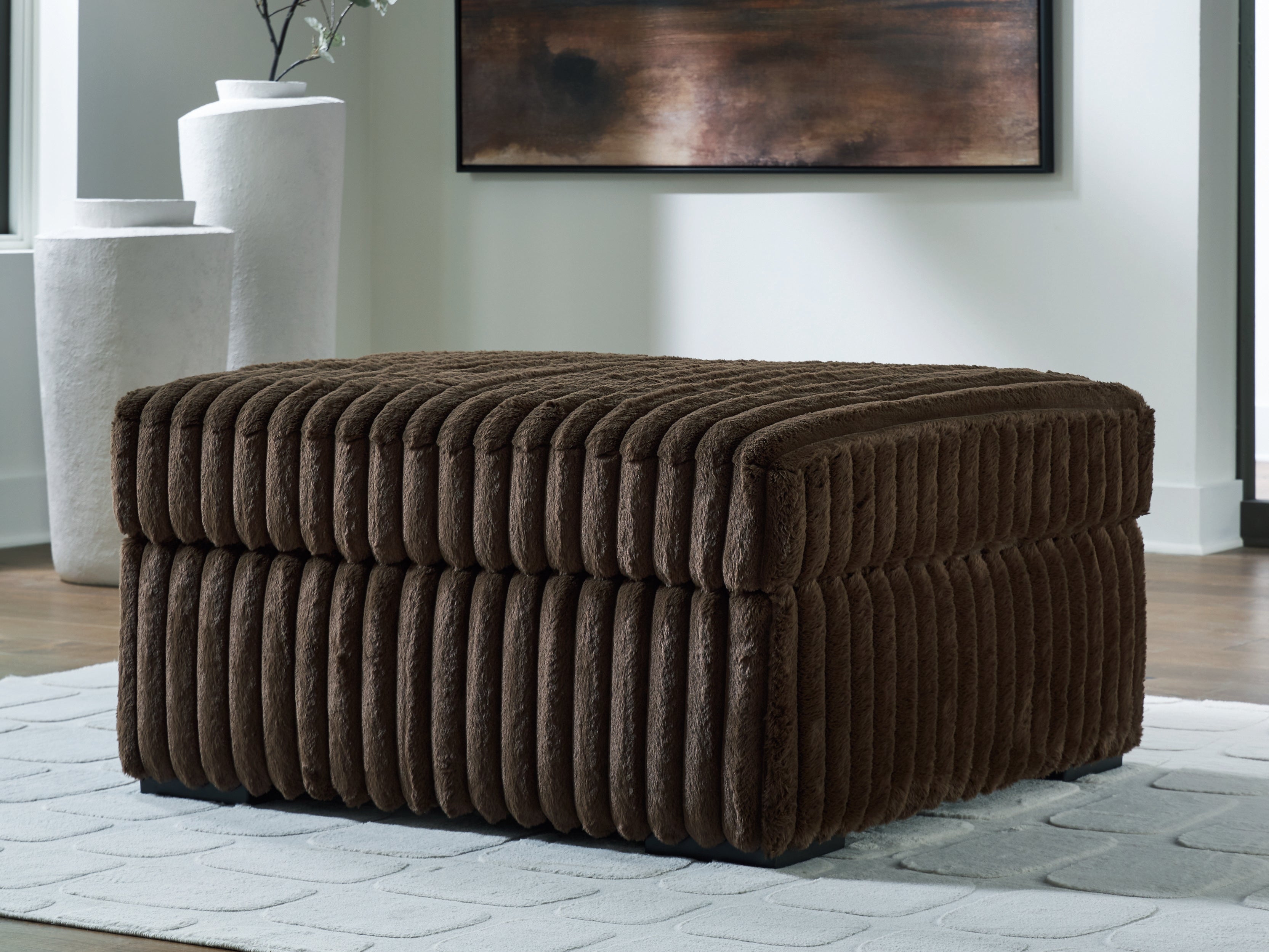 Family Deals Furniture - Ashley Furniture - Midnight-Madness Living Room - Oversized Accent Ottoman / Chocolate - 9810408