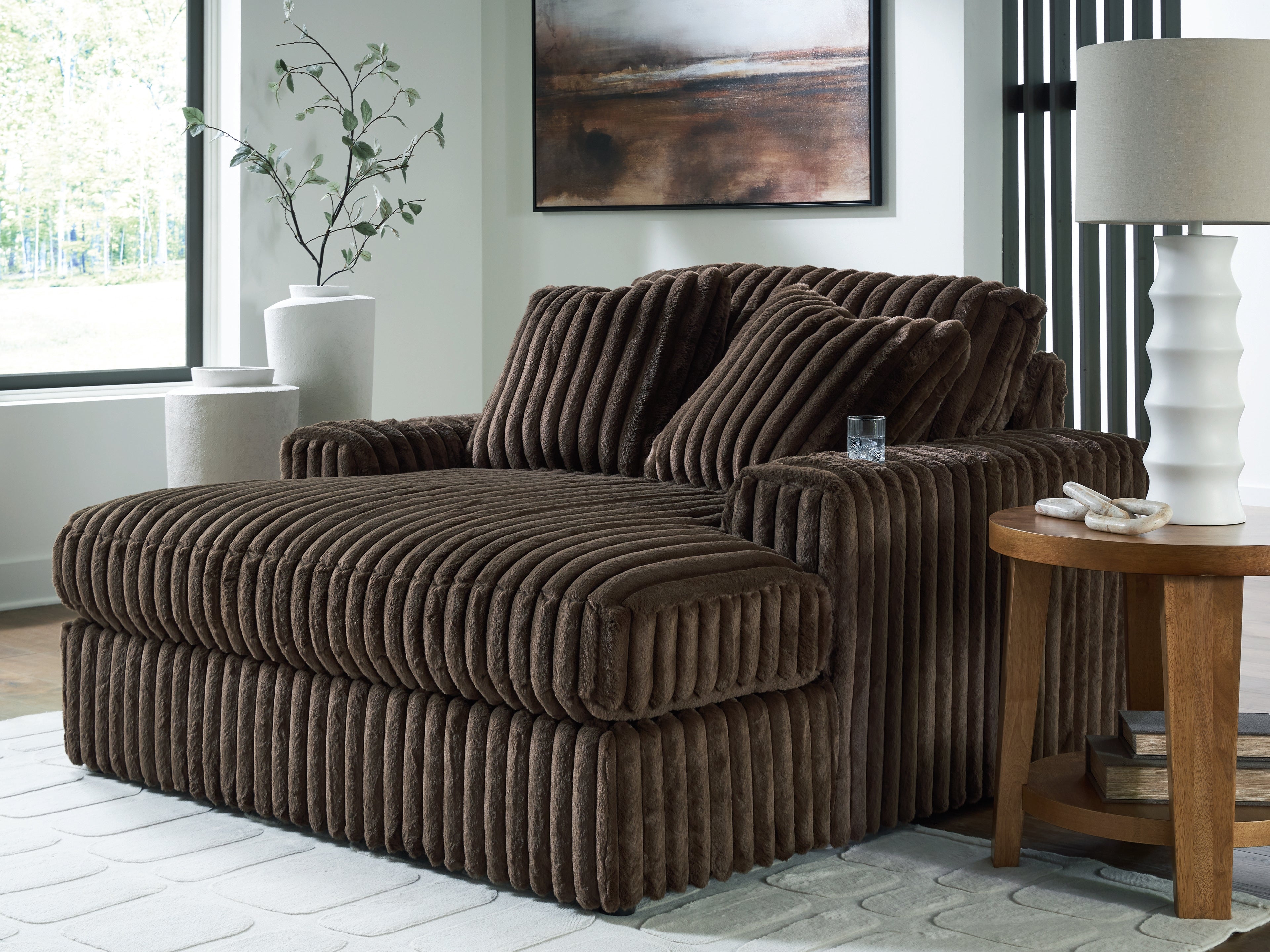 Family Deals Furniture - Ashley Furniture - Midnight-Madness Living Room - Oversized Chaise / Chocolate - 9810415