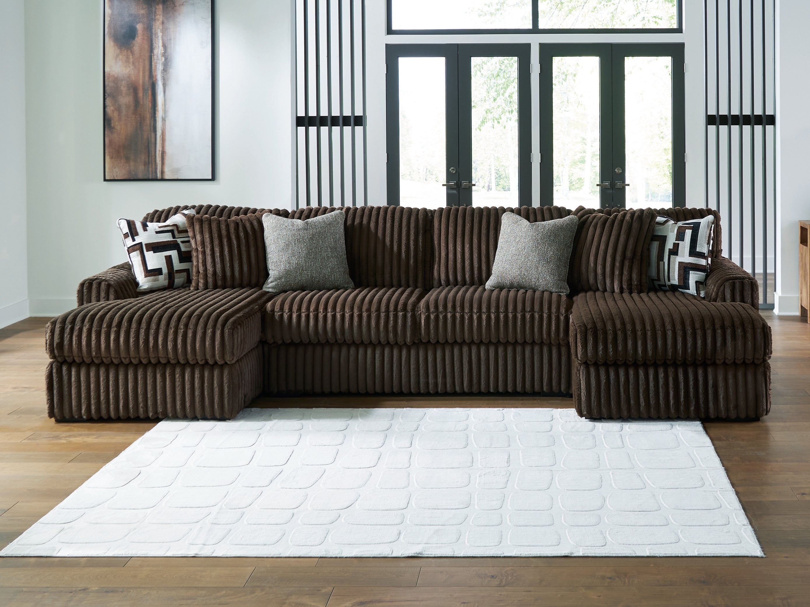 Family Deals Furniture - Ashley Furniture - Midnight-Madness Sectional - RAF 3-Piece Sectional with Chaise / Chocolate - 98104S5