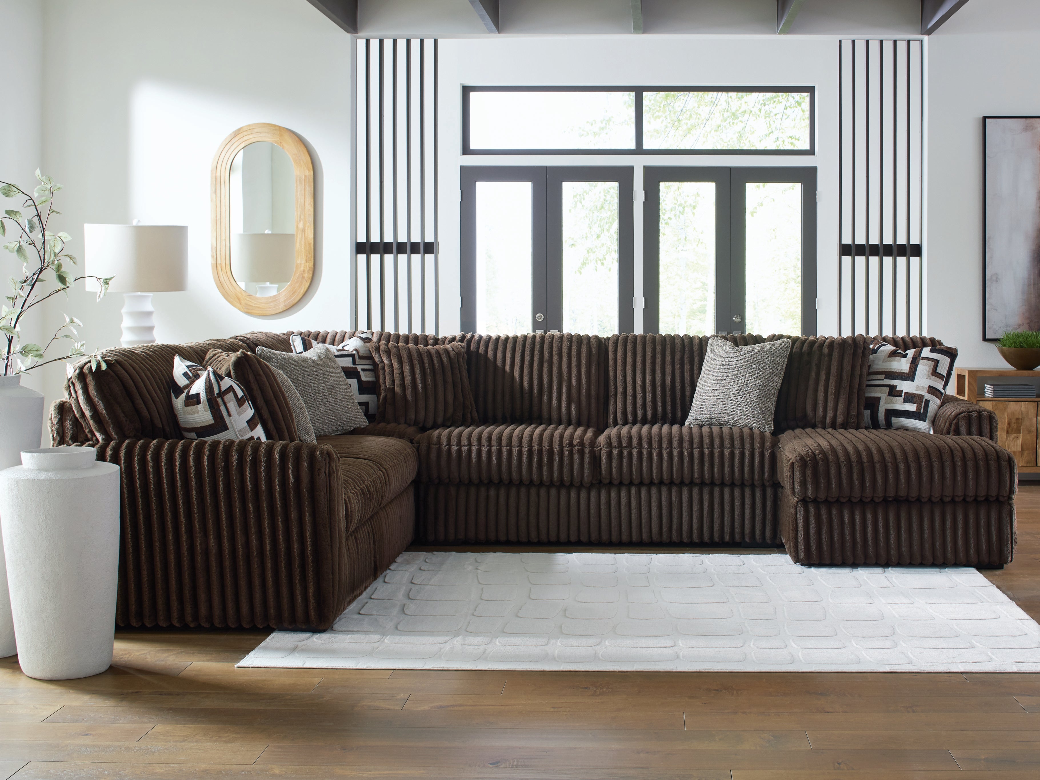 Family Deals Furniture - Ashley Furniture - Midnight-Madness Sectional - LAF 4-Piece Sectional with Chaise / Chocolate - 98104S3