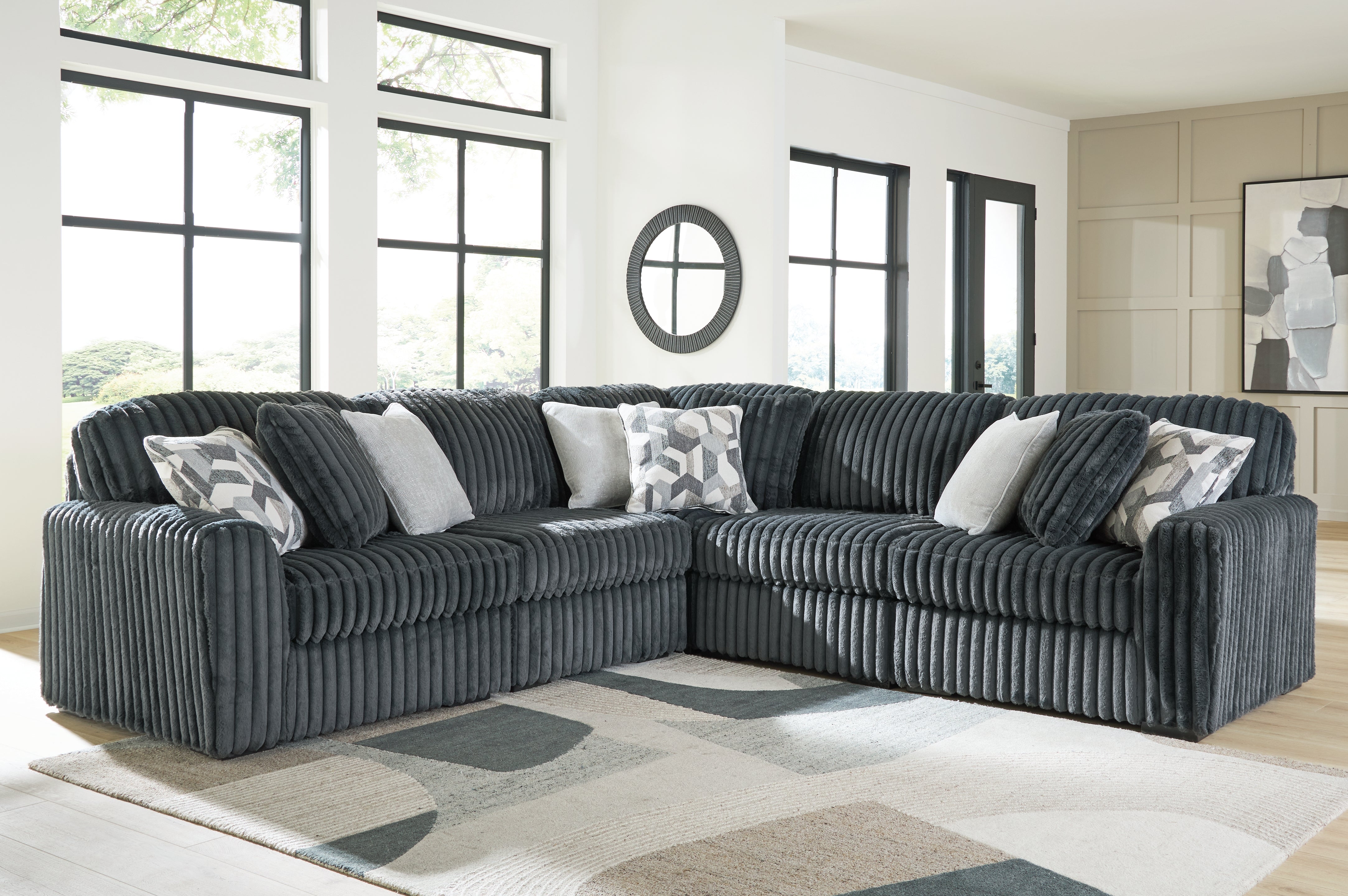 Family Deals Furniture - Ashley Furniture - Midnight-Madness Sectional - RAF 5-Piece Sectional / Gunmetal - 98105S27