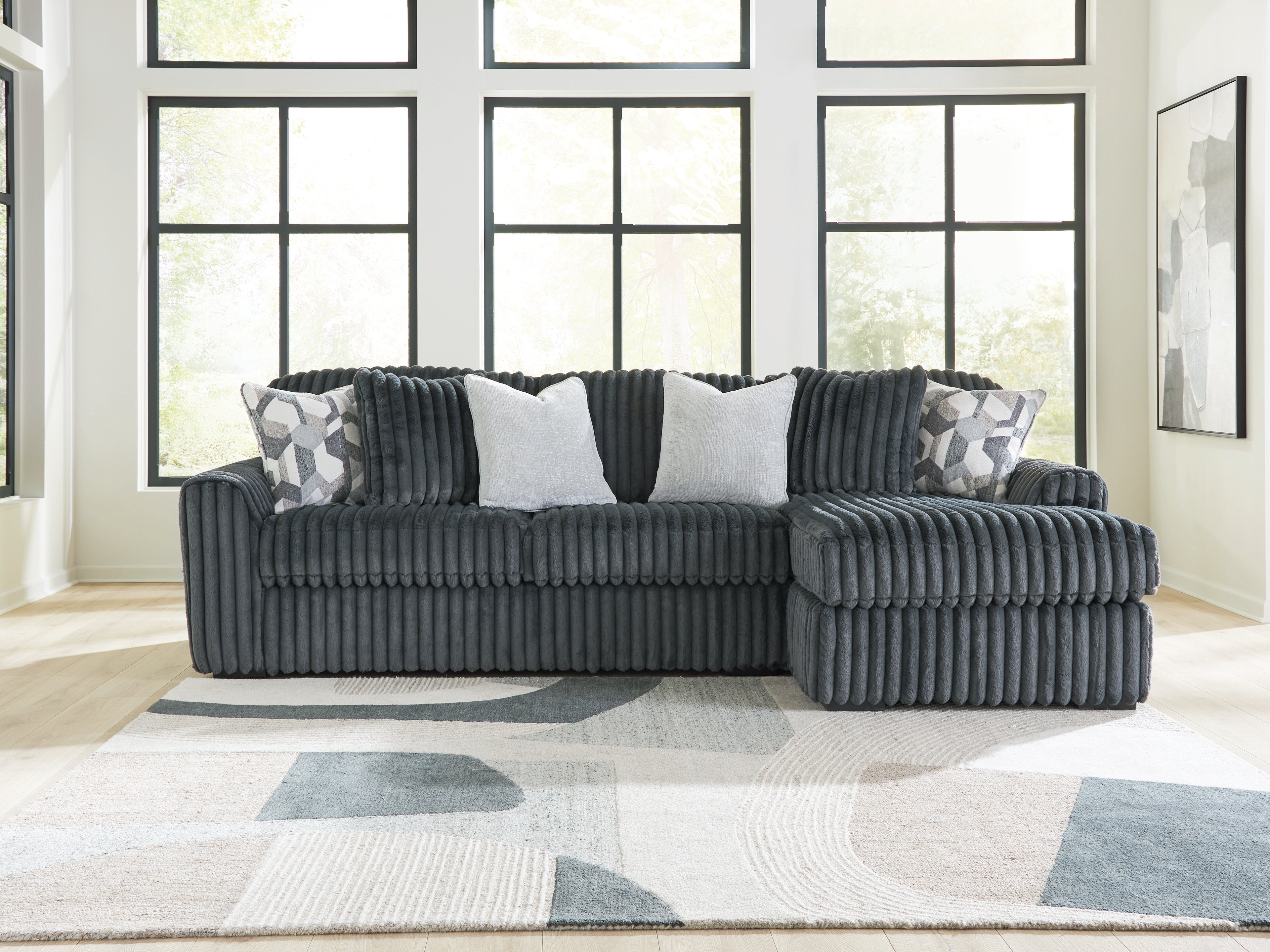Family Deals Furniture - Ashley Furniture - Midnight-Madness Sectional - LAF 2-Piece Sectional Sofa Chaise / Gunmetal - 98105S3