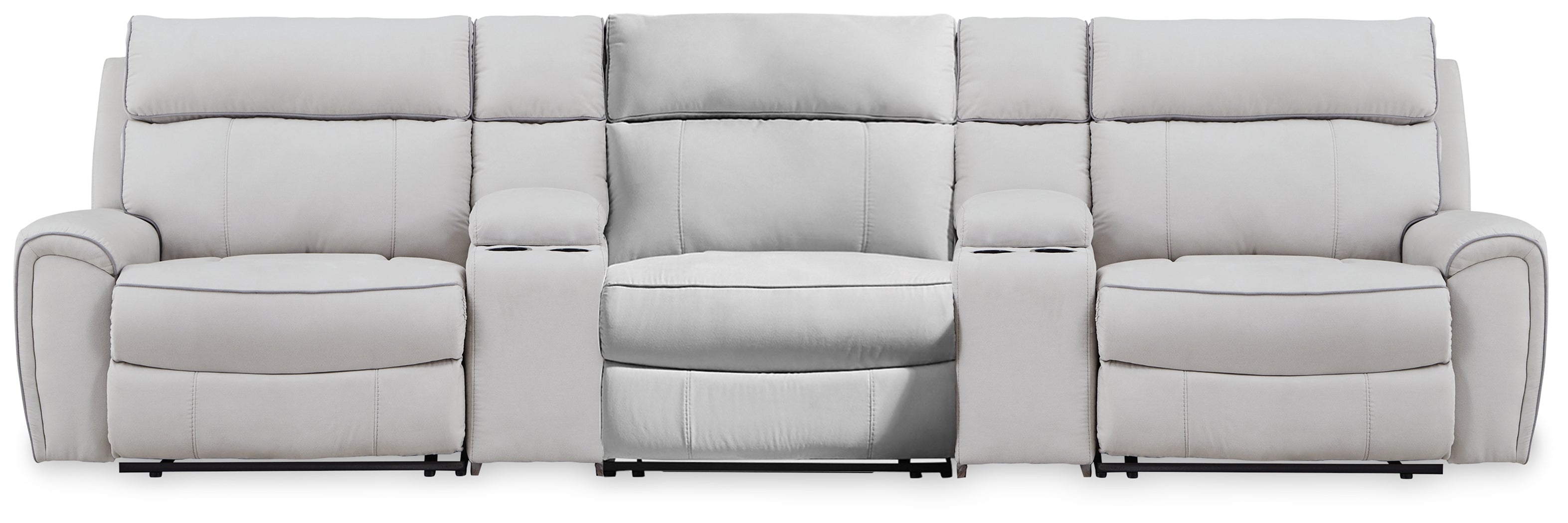 Family Deals Furniture - Ashley Furniture - Social Pointe Sectional - 5-Piece Reclining Sectional with Storage Consoles / Pearl/Ash - PC98802S39