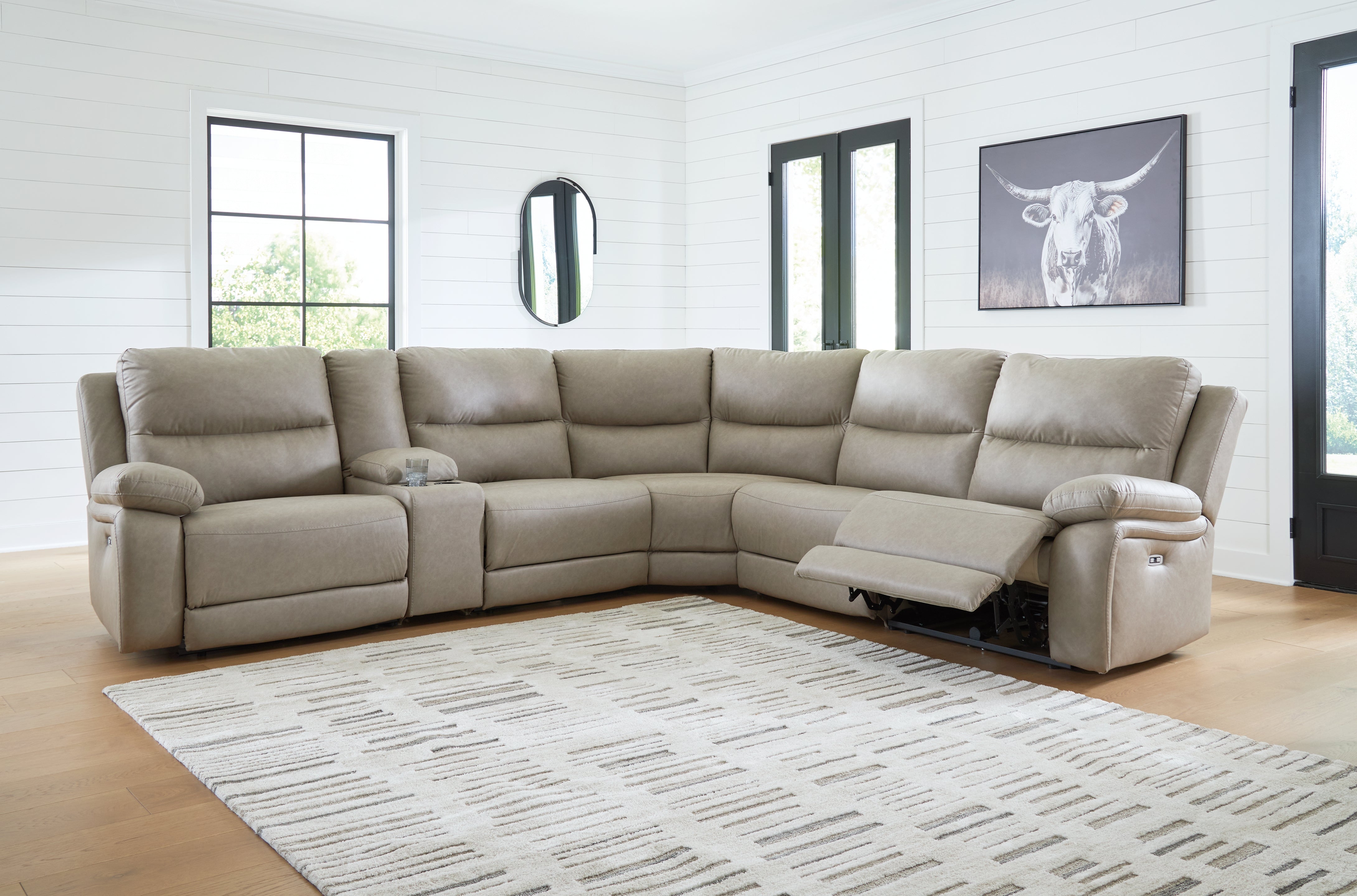 Family Deals Furniture - Ashley Furniture - Narwhal Place Sectional - 6-Piece Power Reclining Sectional / Pebble - PC99201S10