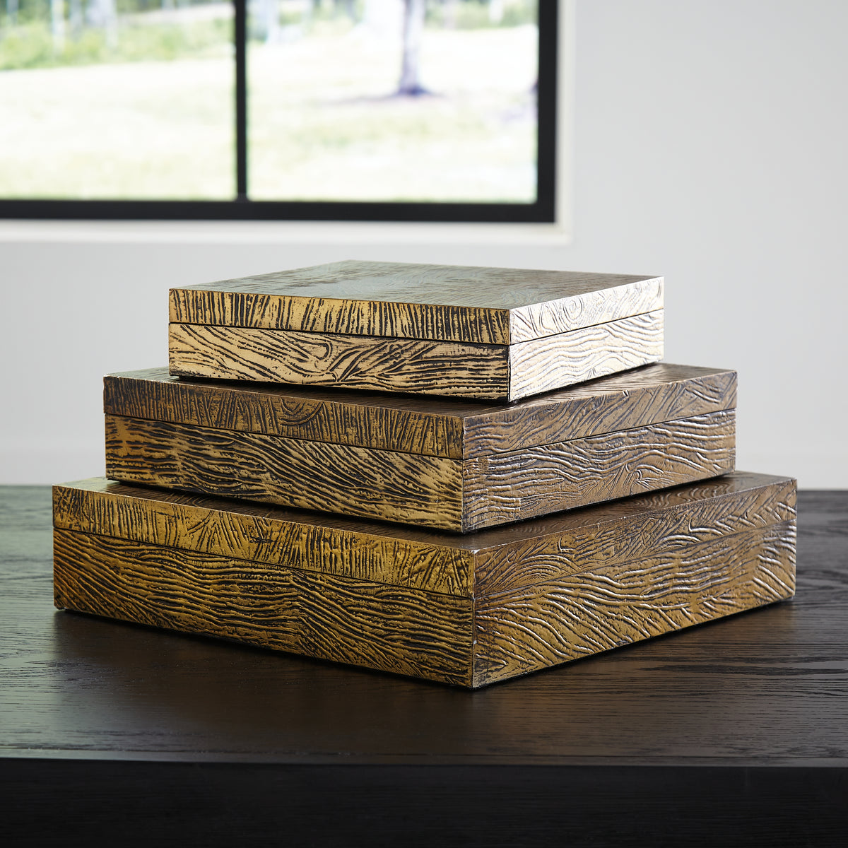 Family Deals Furniture - Ashley Furniture - Keldy Box (Set of 3) - Box Set (3/CN) / Antique Brass Finish - A2000490
