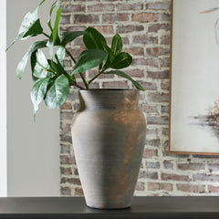 Family Deals Furniture - Ashley Furniture - Brickmen Vase - Vase / Antique Gray - A2000659