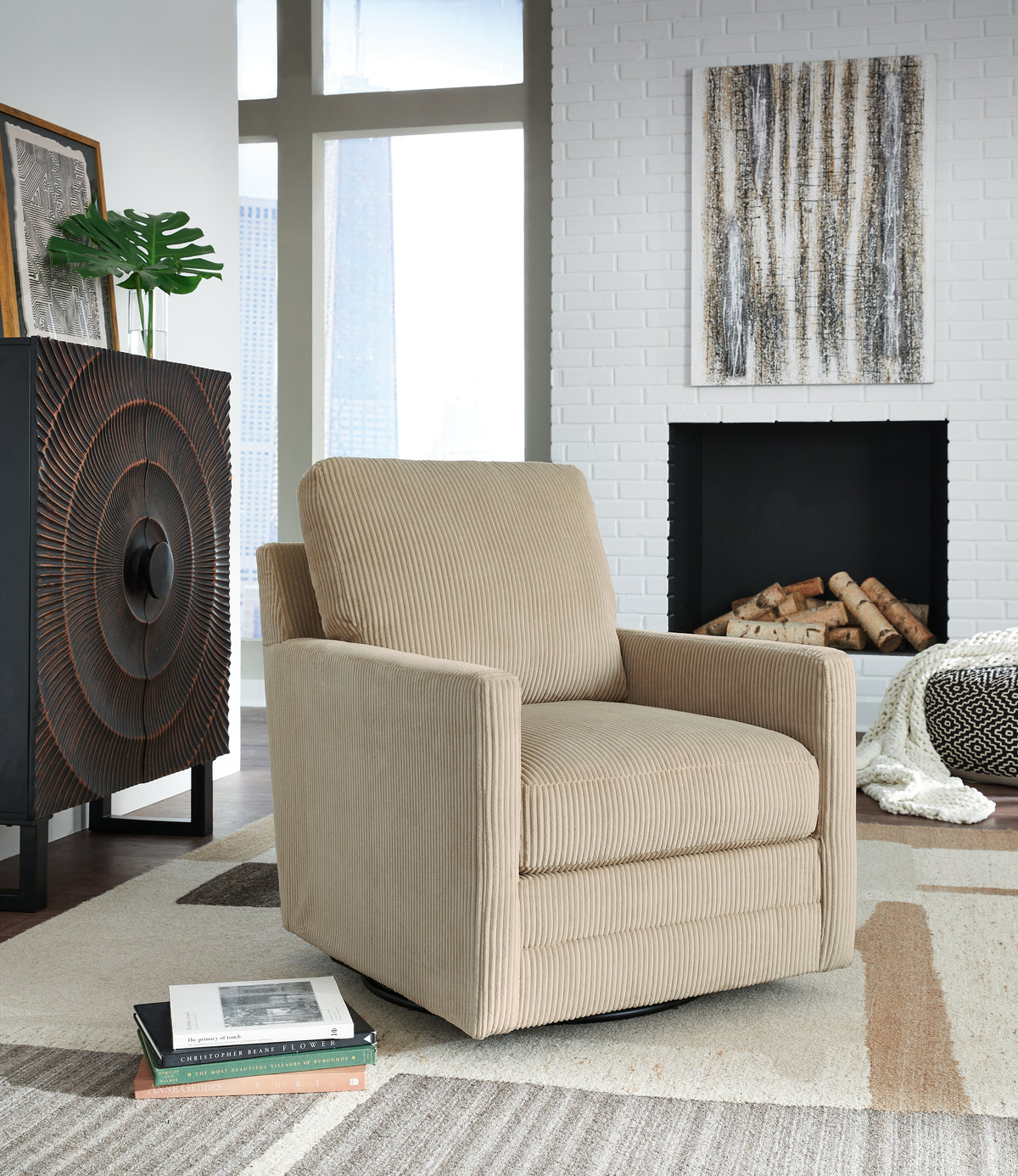 Family Deals Furniture - Ashley Furniture - Icaman Swivel Accent Chair - Swivel Accent Chair / Sand - A3000728