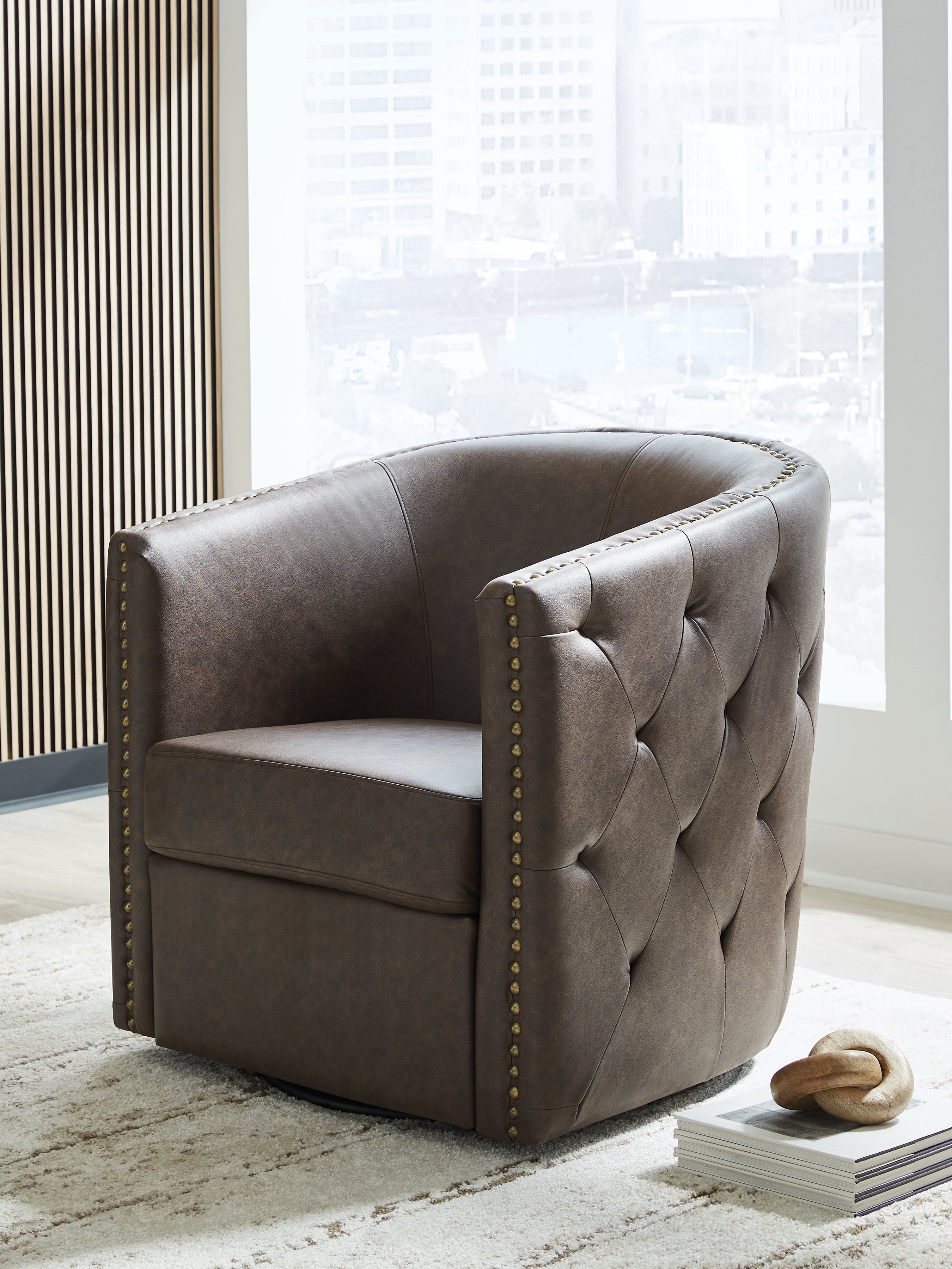 Family Deals Furniture - Ashley Furniture - Brentlow Swivel Accent Chair - Swivel Accent Chair / Granite - A3000741