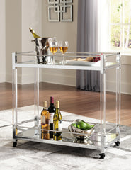 Family Deals Furniture - Ashley Furniture - Chaseton Bar Cart - Bar Cart / Clear/Silver Finish - A4000501