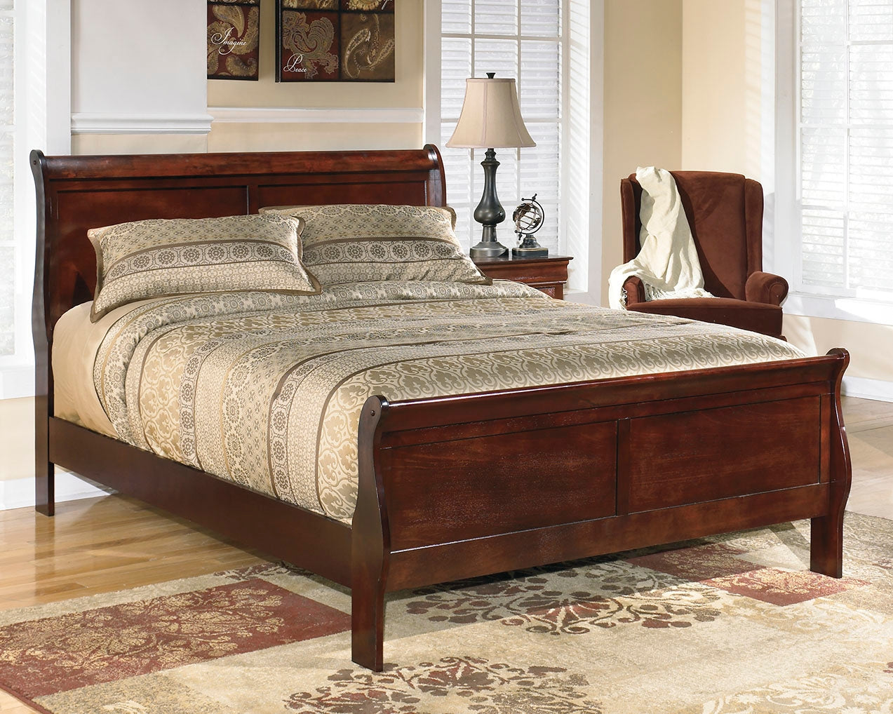 Family Deals Furniture - Ashley Furniture - Alisdair Bedroom - King Sleigh Bed / Reddish Brown - B376B8