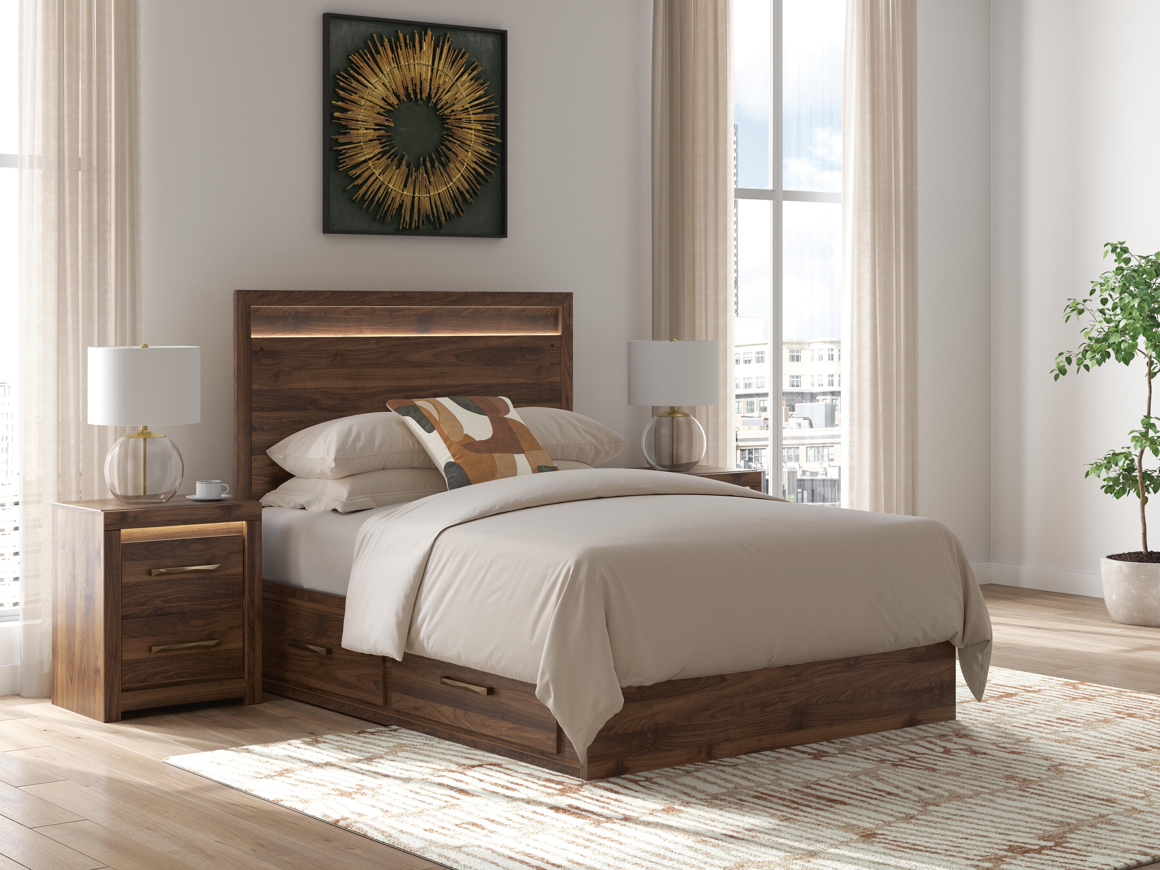 Family Deals Furniture - Ashley Furniture - Janfyn Bedroom - Full Panel  Bed with 2 Sided Storage / Brown - PCB1010B17