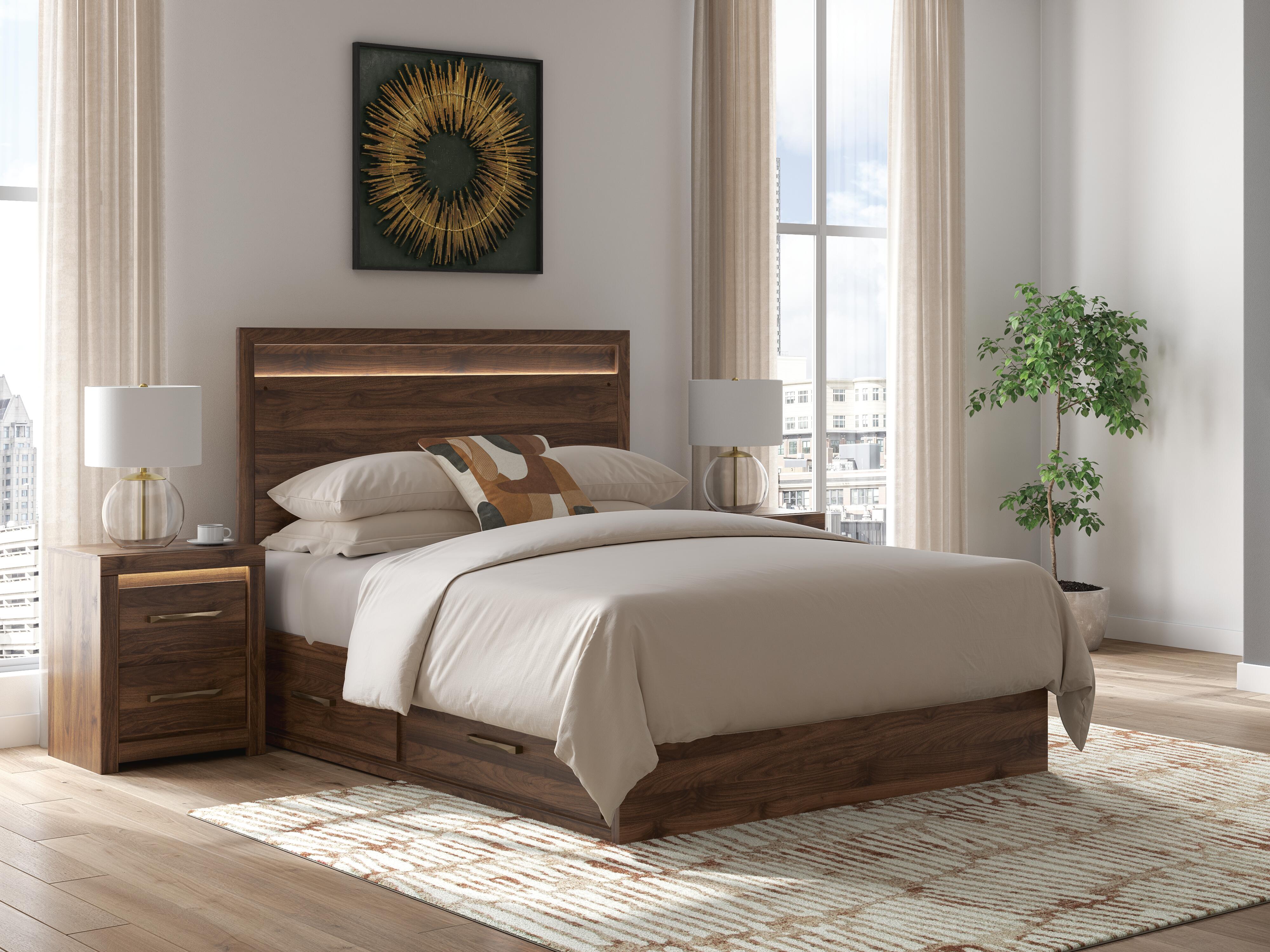 Family Deals Furniture - Ashley Furniture - Janfyn Bedroom - Queen Panel Bed with Storage / Brown - PCB1010B4