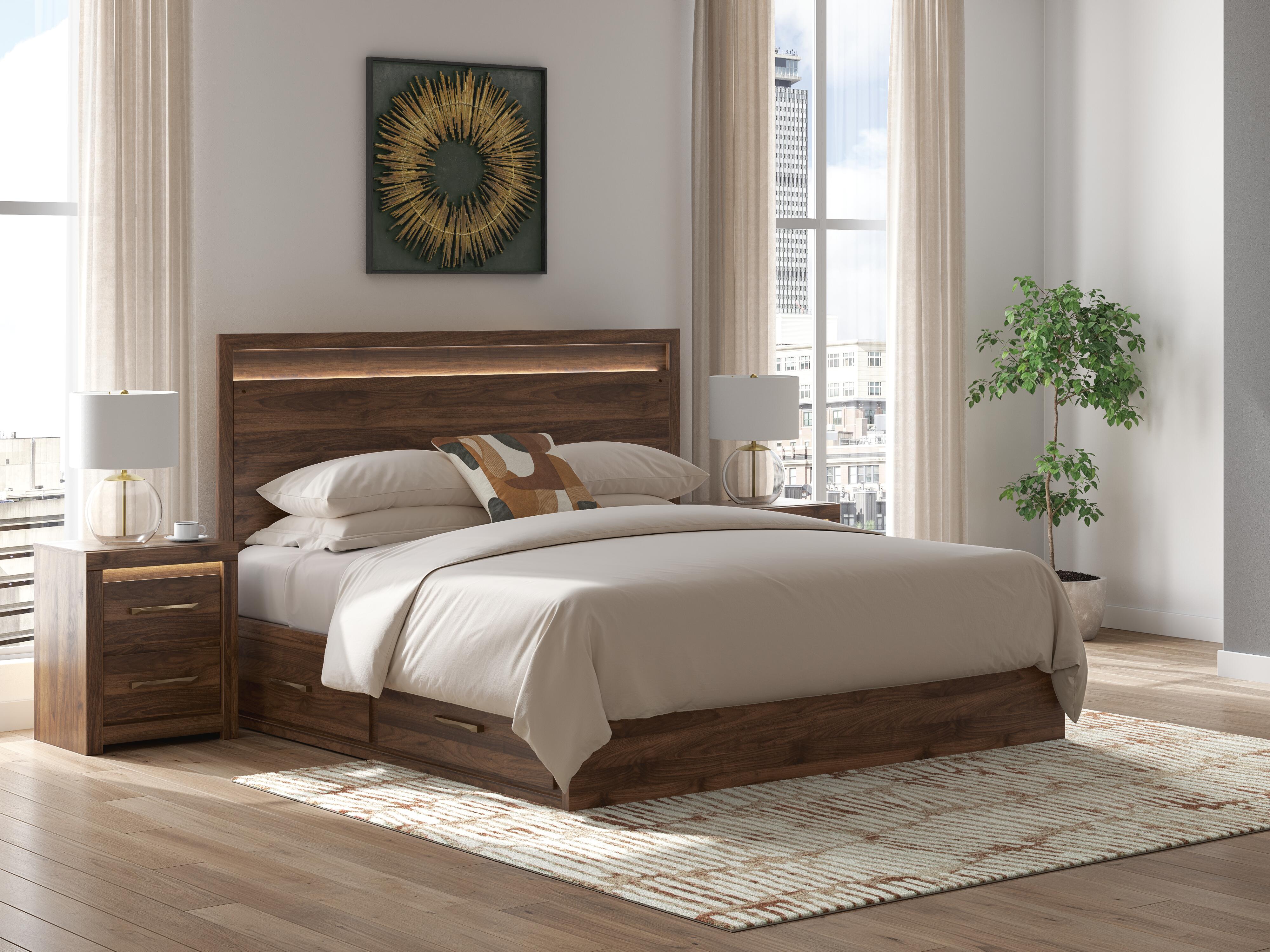 Family Deals Furniture - Ashley Furniture - Janfyn Bedroom - King Panel Bed with 2 Sided Storage / Brown - PCB1010B10