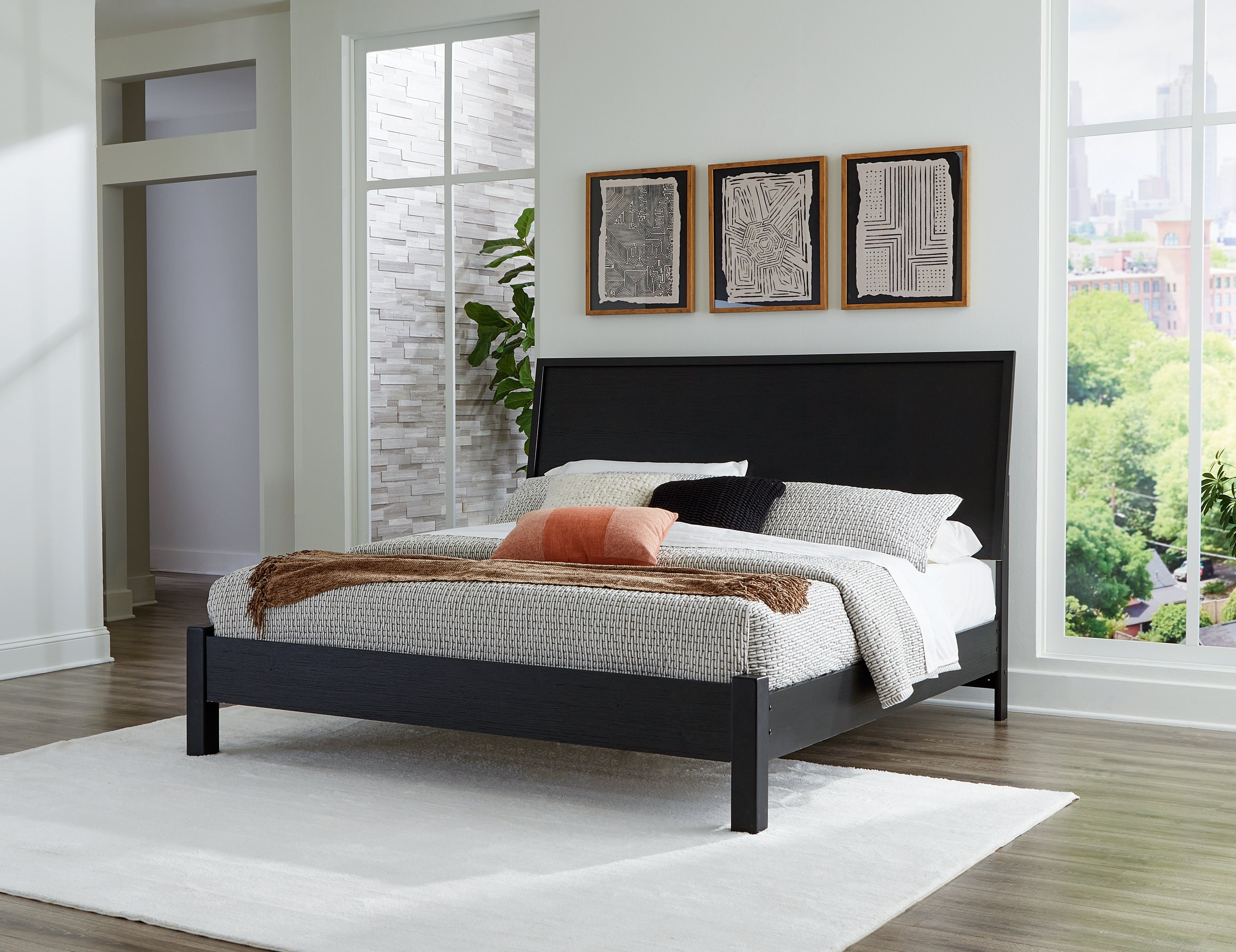 Family Deals Furniture - Ashley Furniture - Danziar Bedroom - King Panel Bed / Black - B1013B10