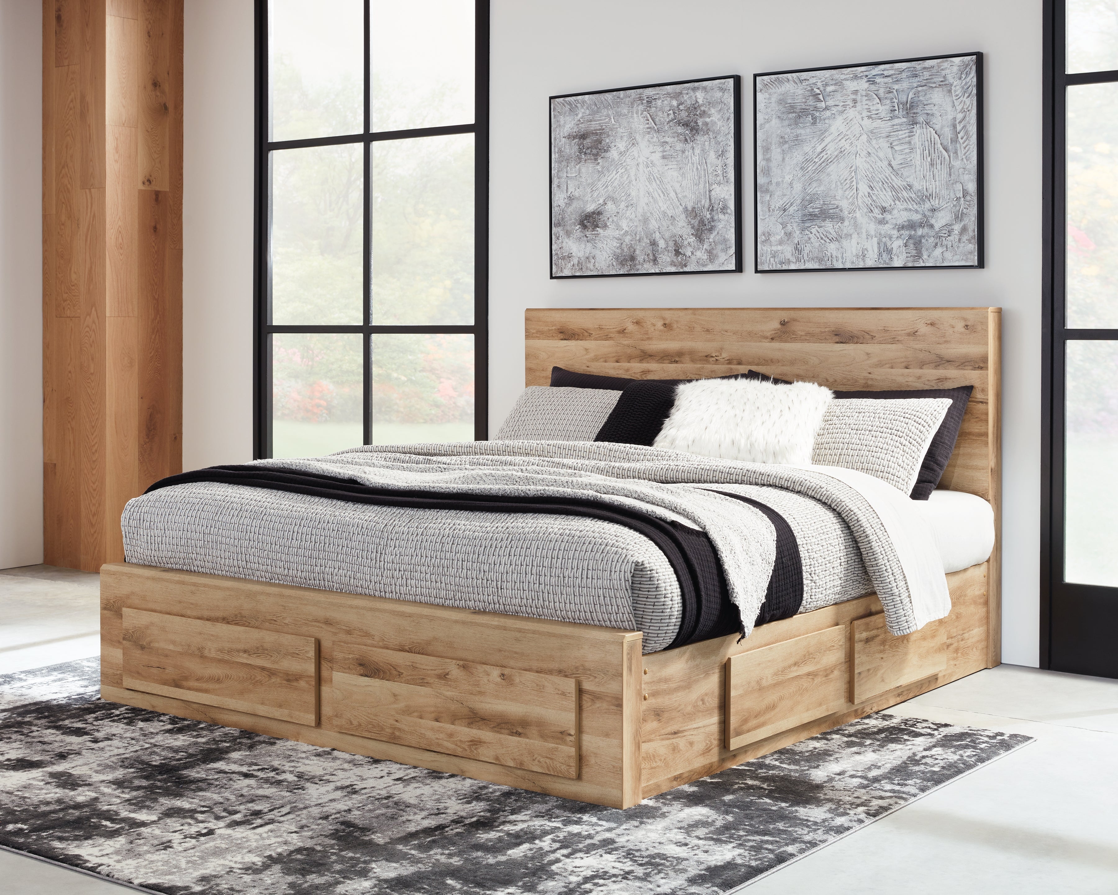 Family Deals Furniture - Ashley Furniture - Hyanna Bedroom - Queen Panel Storage Bed with 2 Under Bed Storage Drawers / Tan Brown - B1050B8