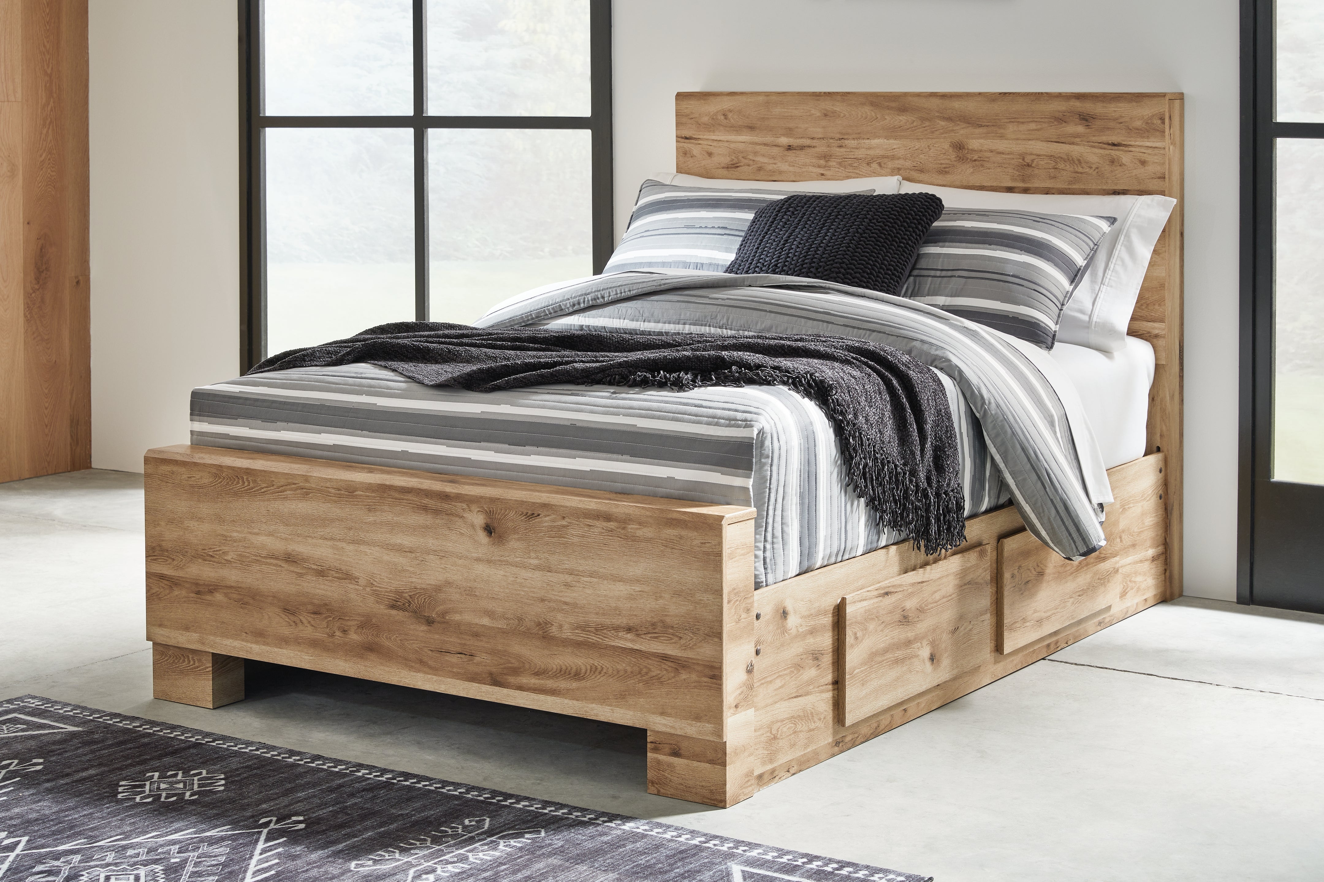 Family Deals Furniture - Ashley Furniture - Hyanna Bedroom - Full Panel Bed with 2 Side Storage / Tan Brown - B1050B29