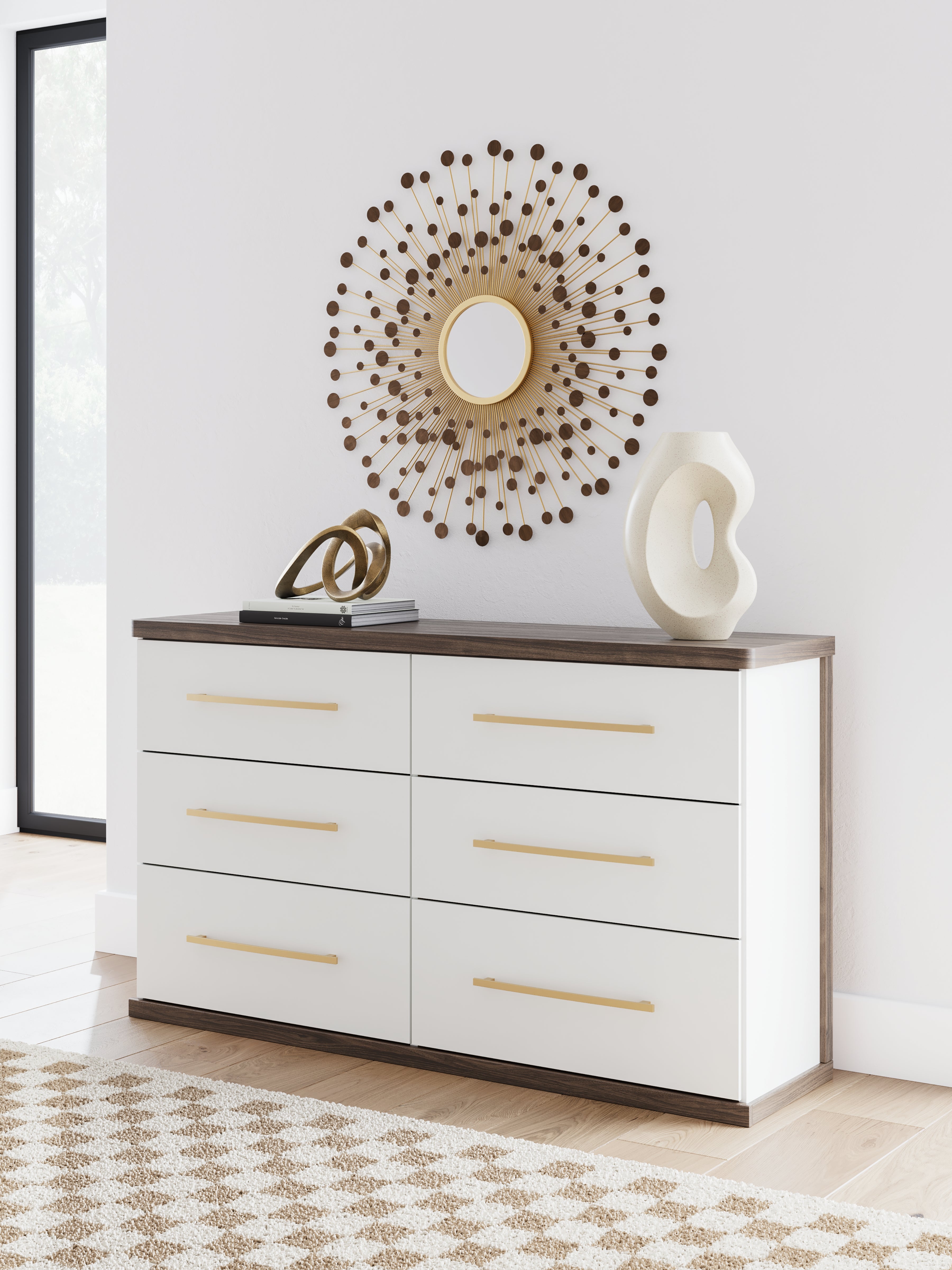 Family Deals Furniture - Ashley Furniture - Kendanport Bedroom - Six Drawer Dresser / Brown/White - PCB1108-31