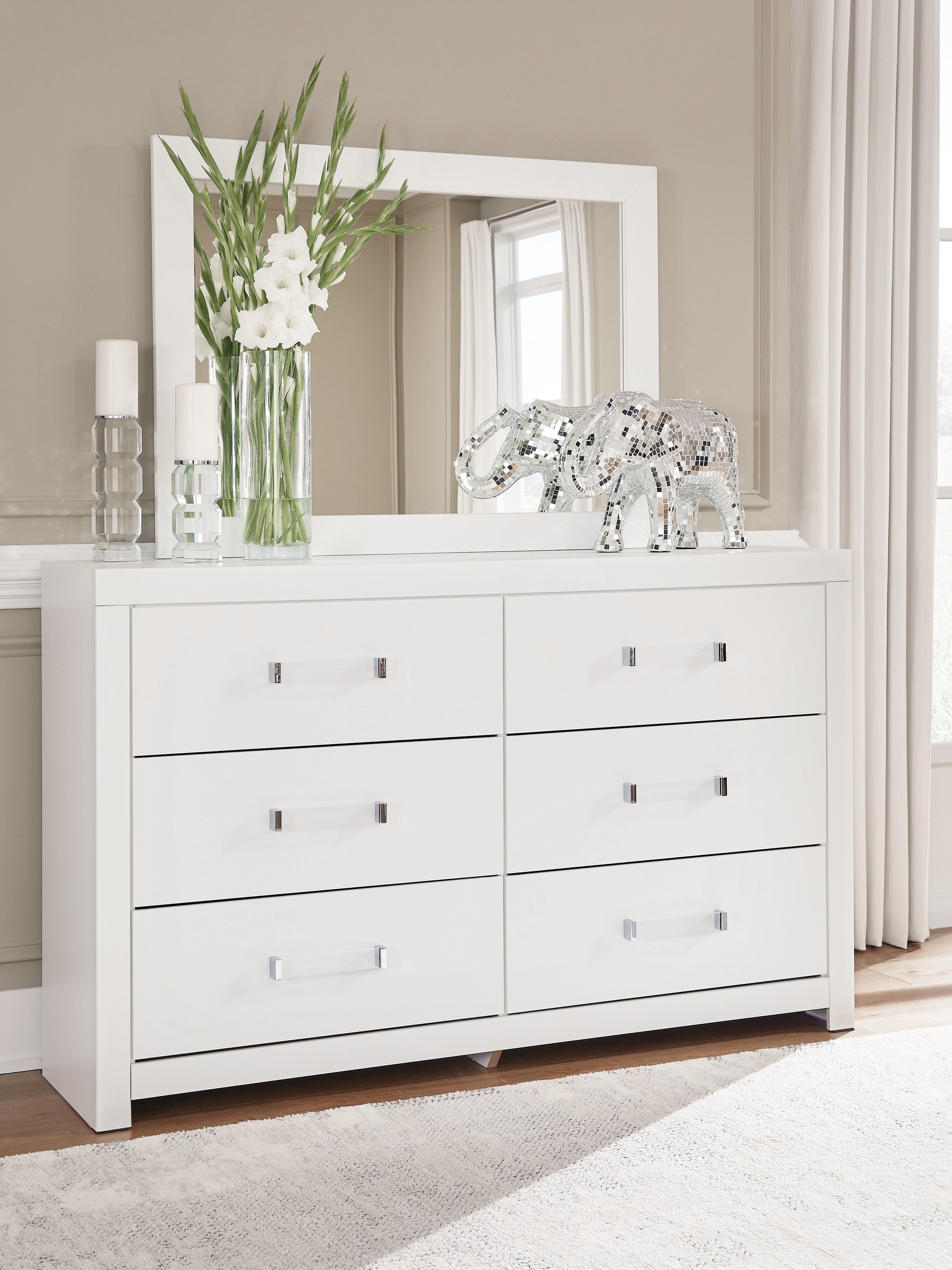 Family Deals Furniture - Ashley Furniture - Maeling Bedroom - Dresser and Mirror / White - PCB1119B1