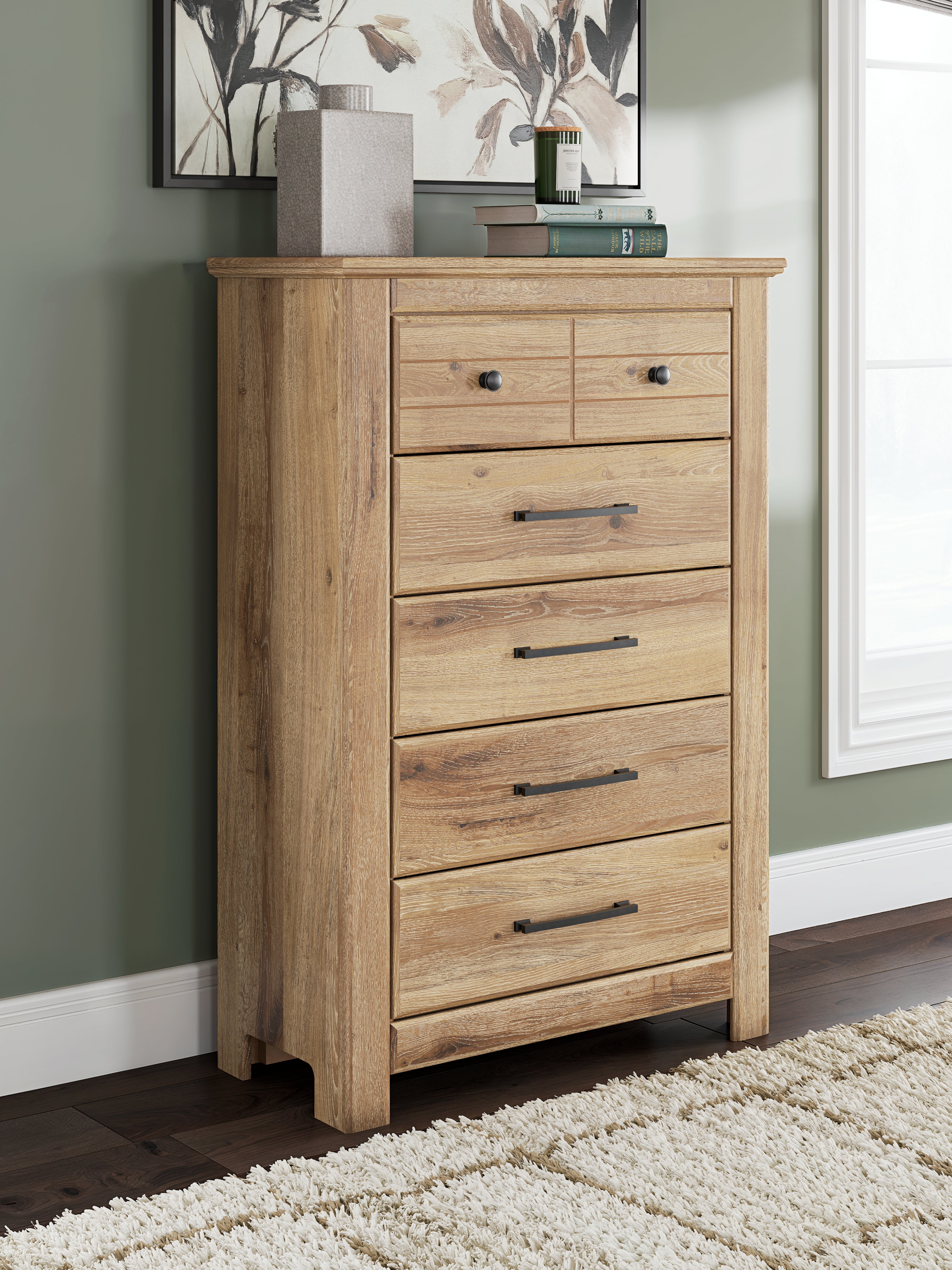 Family Deals Furniture - Ashley Furniture - Makidern Bedroom - Five Drawer Chest / Tan - PCB1170-46