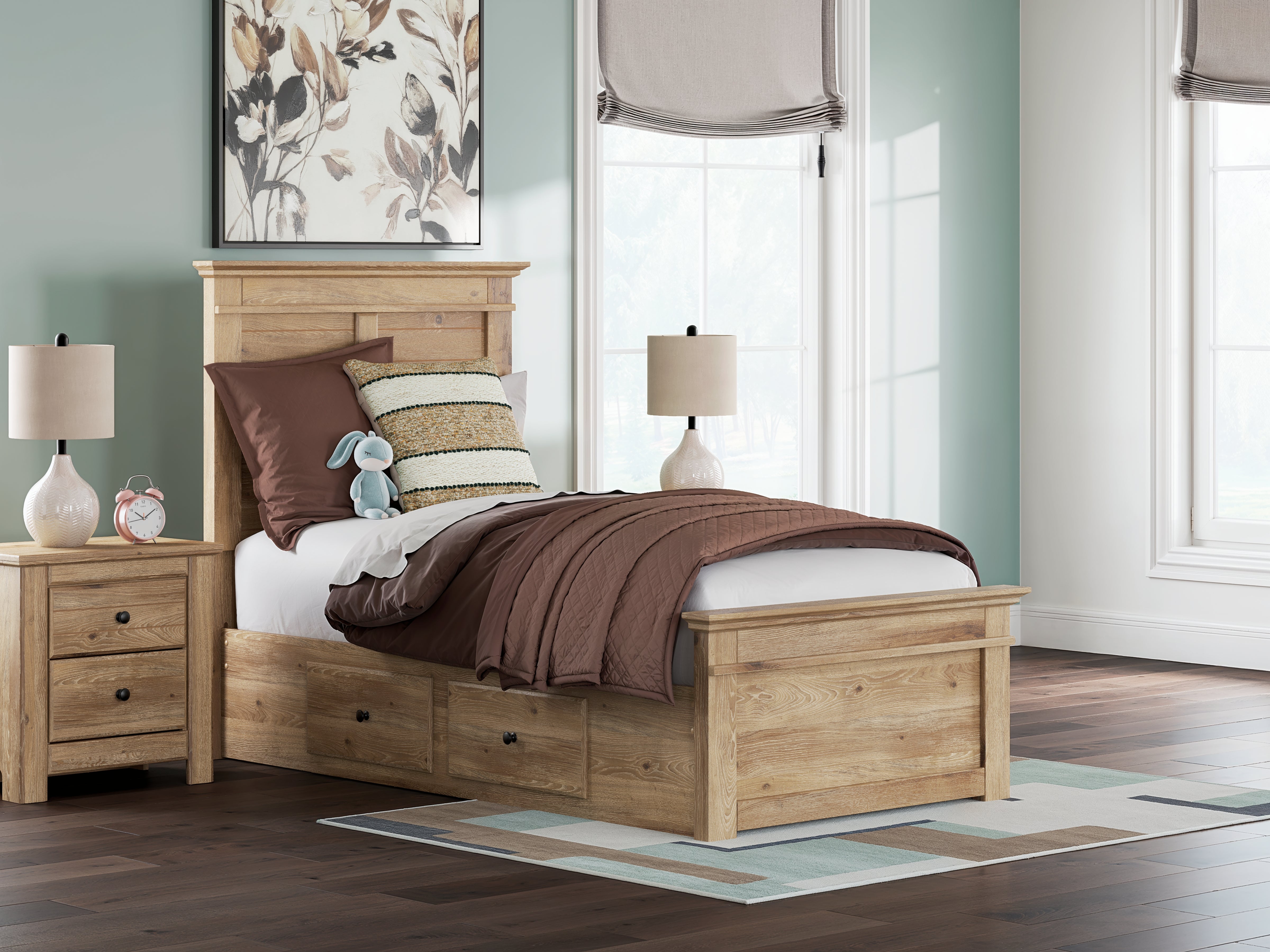 Family Deals Furniture - Ashley Furniture - Makidern Bedroom - Twin Panel Storage Bed / Tan - PCB1170B30