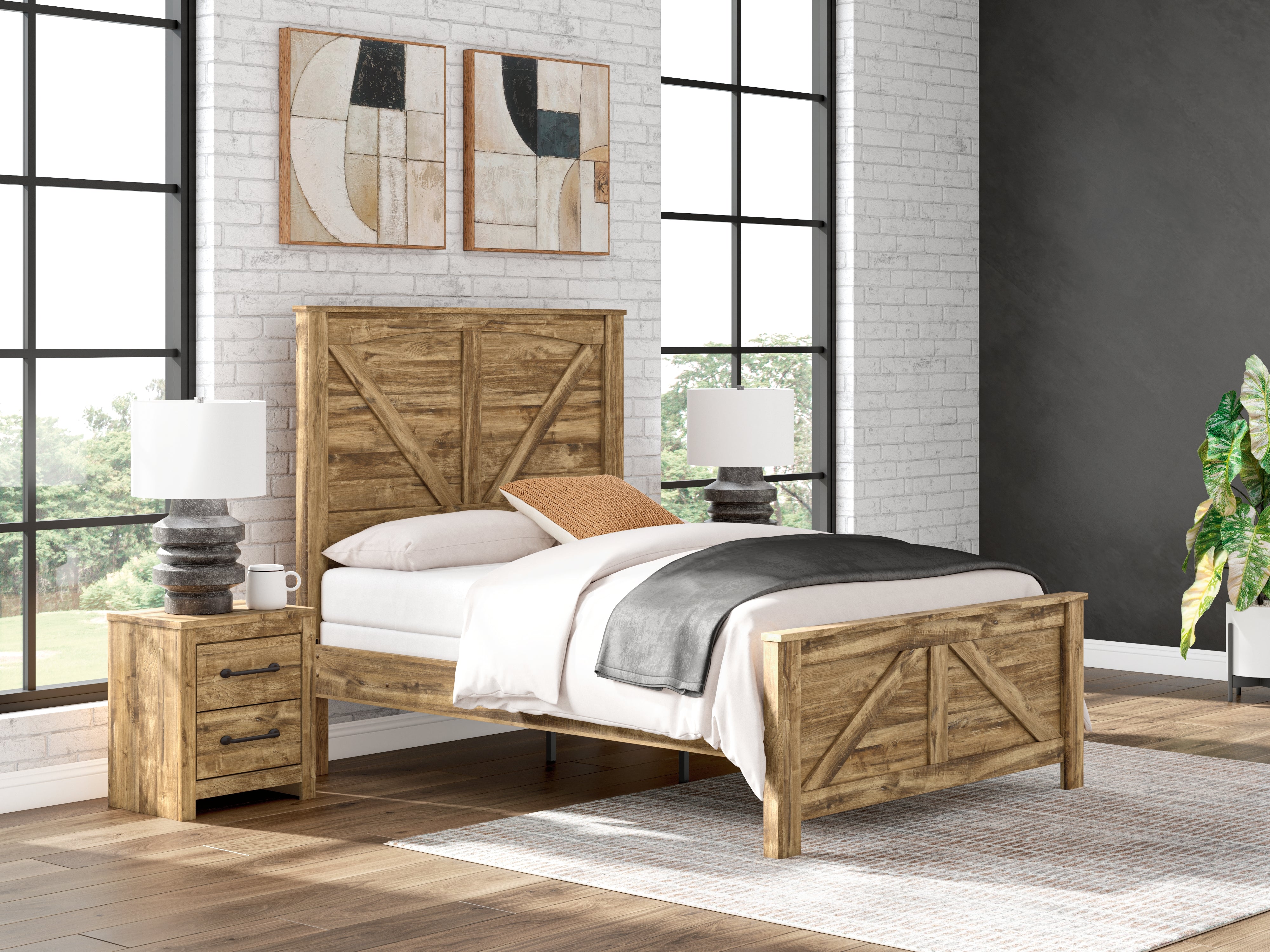 Family Deals Furniture - Ashley Furniture - Maystonna Bedroom - Queen Crossbuck Panel Bed / Brown - PCB1580B2