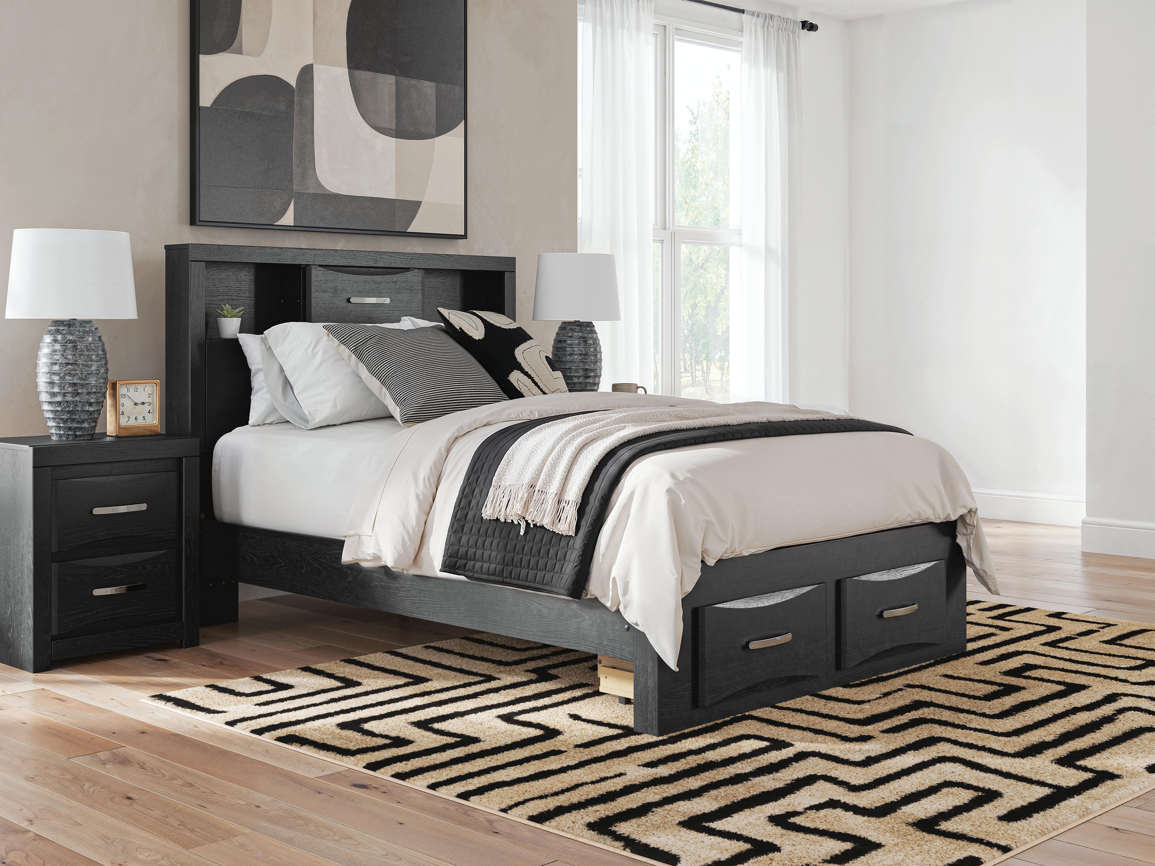 Family Deals Furniture - Ashley Furniture - Stabotta Bedroom - Full Bookcase Storage Bed / Black - PCB1755B2