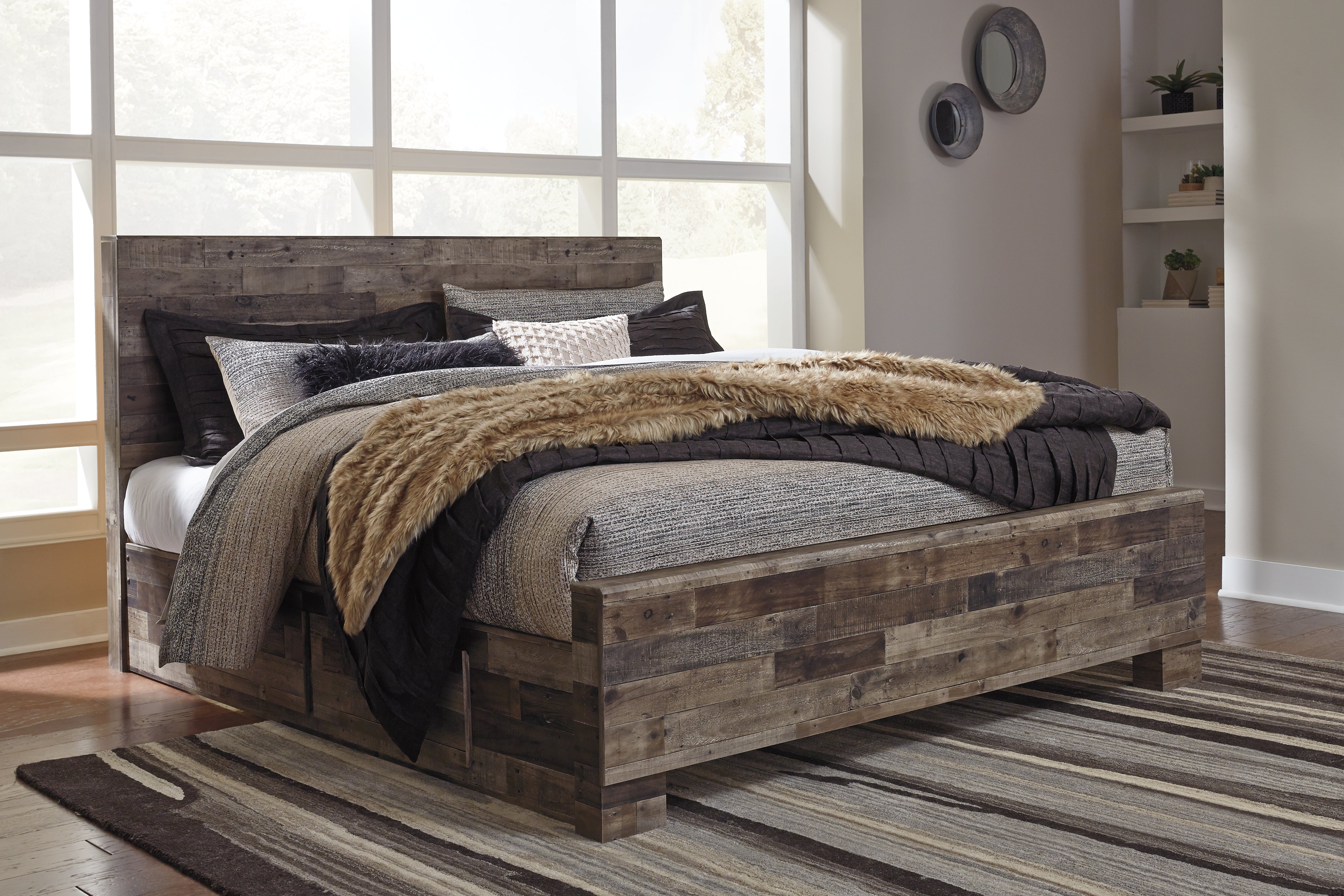 Family Deals Furniture - Ashley Furniture - Derekson Bedroom - Queen Panel Bed with 2 Side Storage / Multi Gray - B200B43