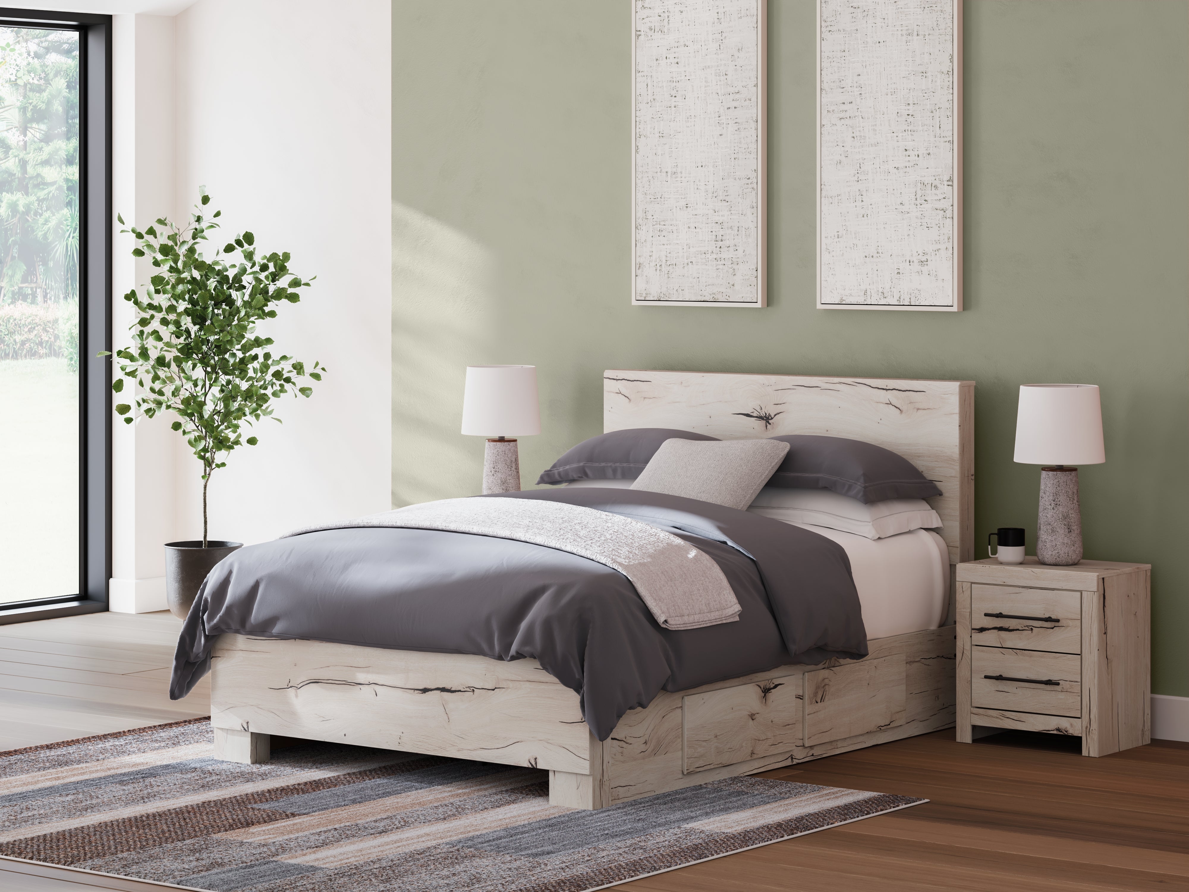 Family Deals Furniture - Ashley Furniture - Lawroy Bedroom - Full Panel Bed with Storage / Light Natural - B2310B43
