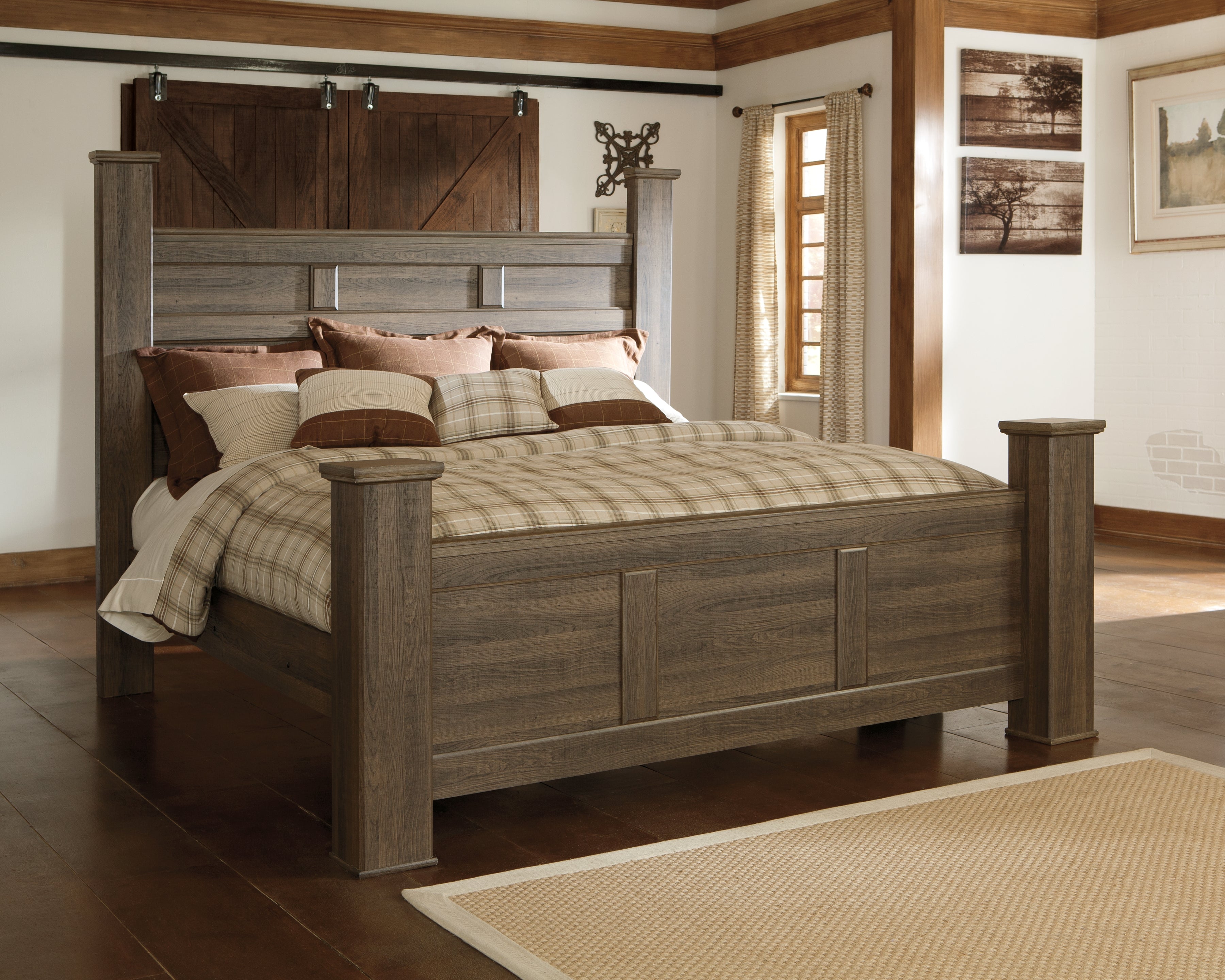 Family Deals Furniture - Ashley Furniture - Juararo Bedroom - California King Poster Bed / Dark Brown - B251B12