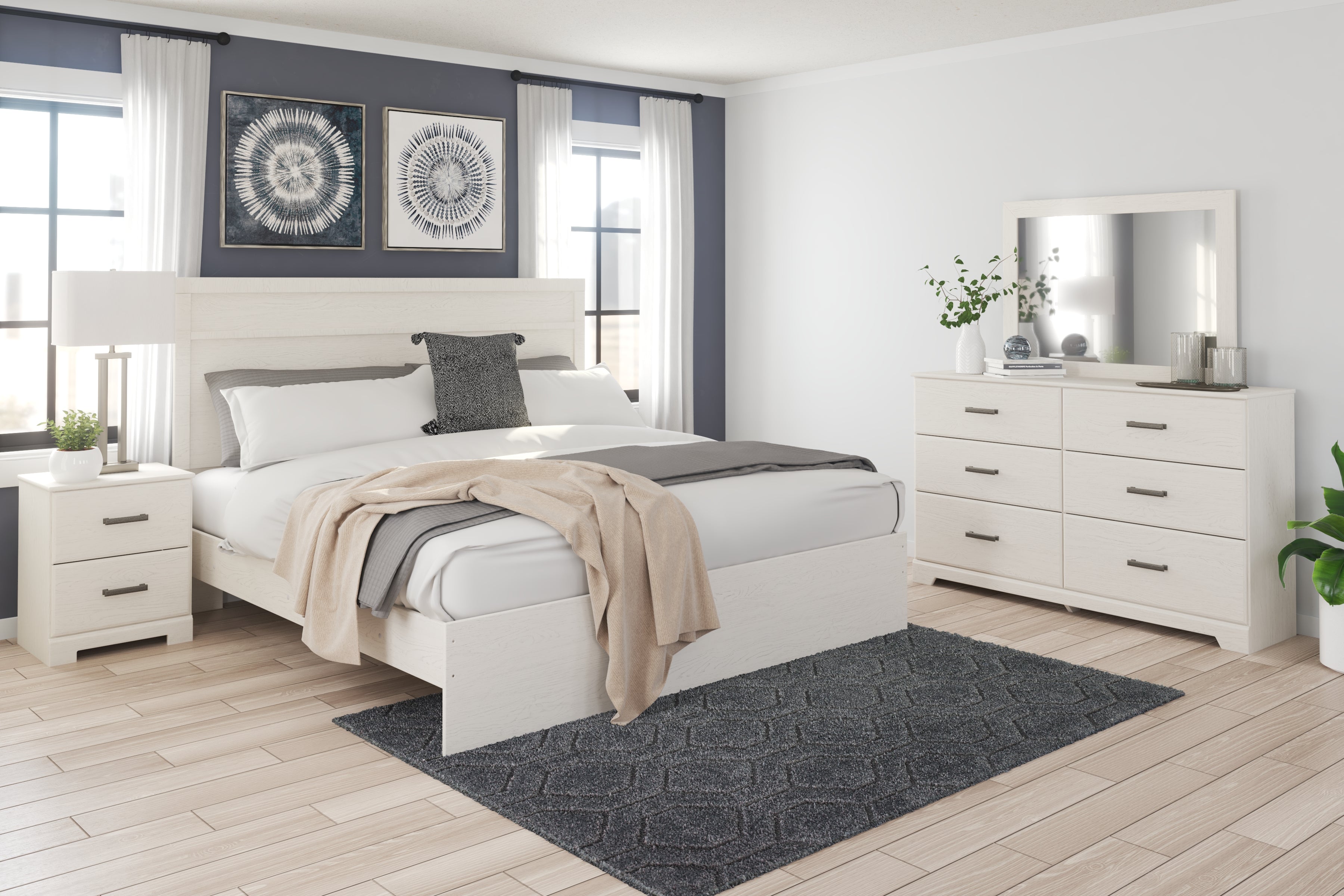 Family Deals Furniture - Ashley Furniture - Stelsie Bedroom - Two Drawer Night Stand / White - B2588-92