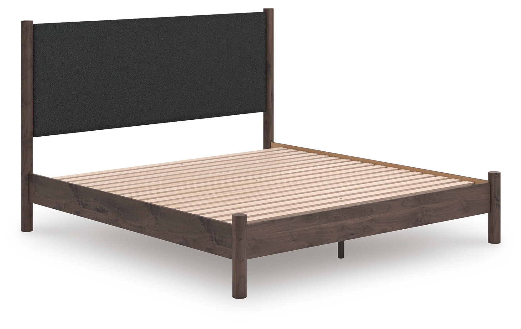 Family Deals Furniture - Ashley Furniture - Pamytta Bedroom - King Upholstered Panel Platform Bed / Brown - PCB2614B28