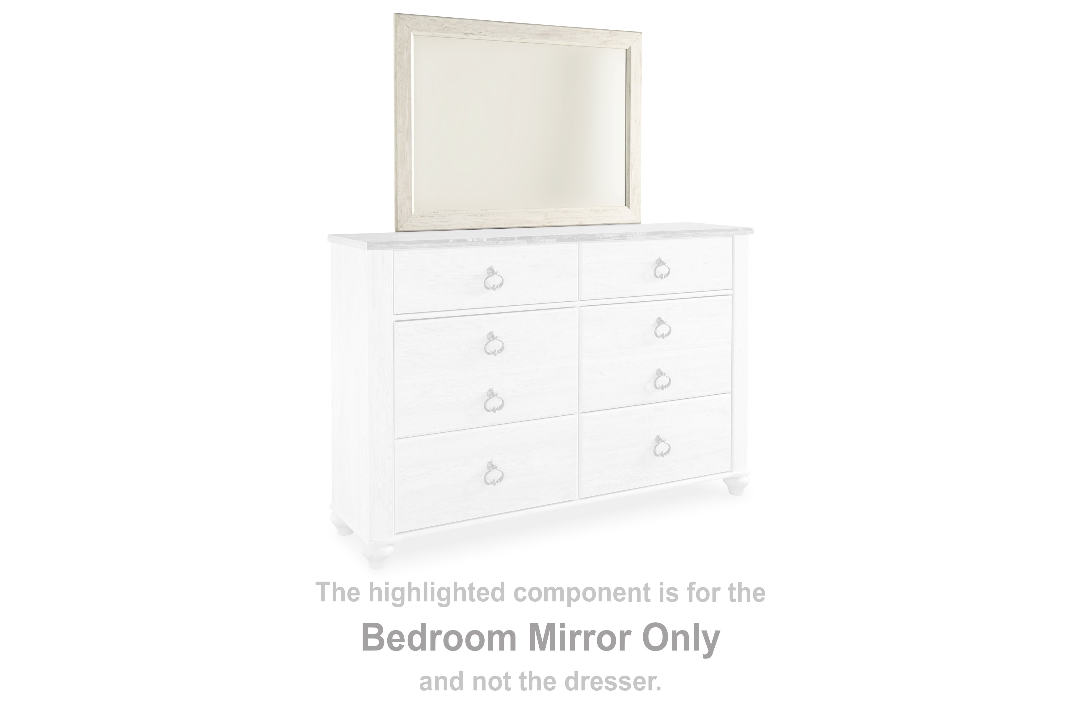 Family Deals Furniture - Ashley Furniture - Willowton Bedroom - Bedroom Mirror / Whitewash - B267-36