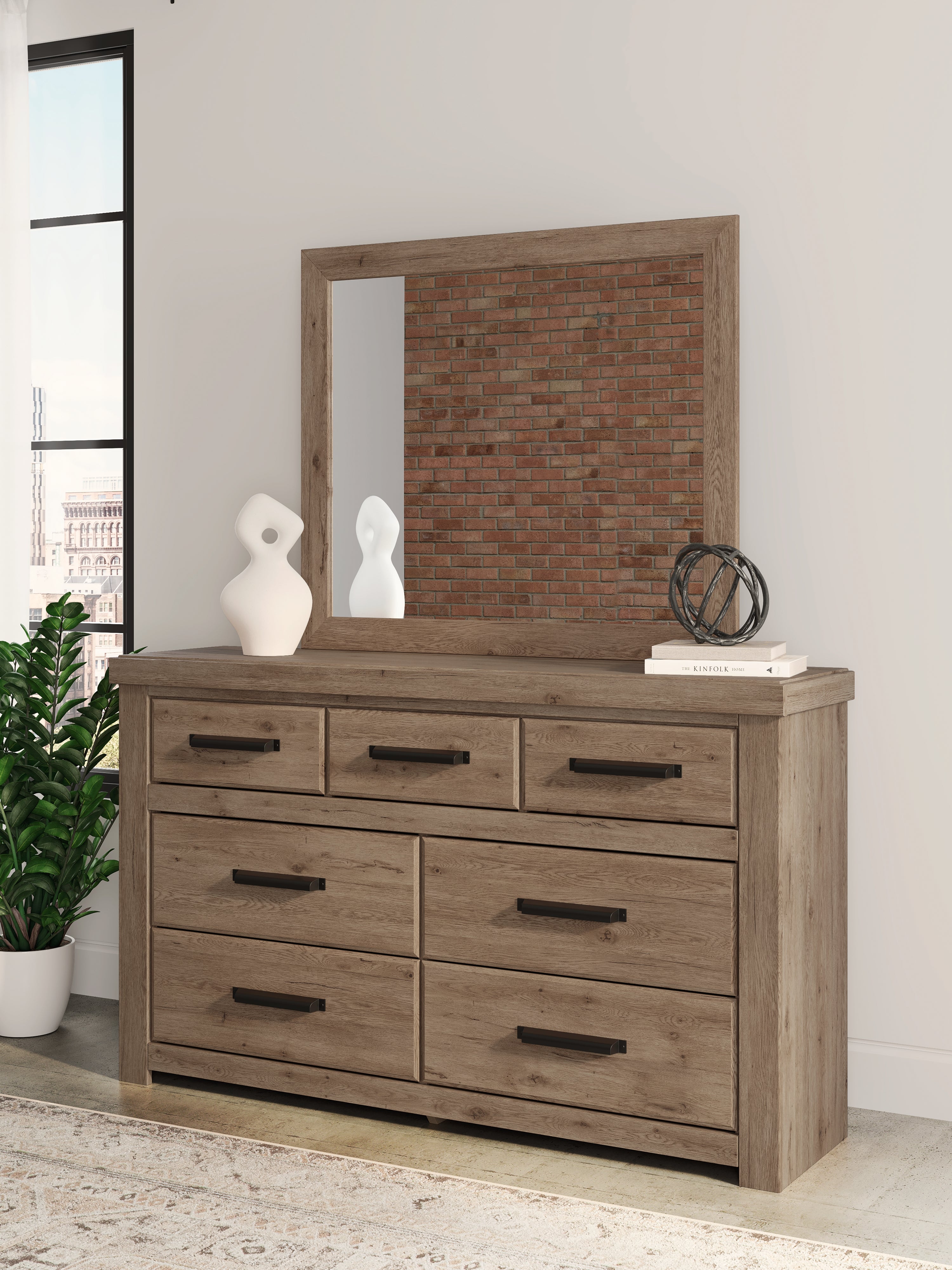 Family Deals Furniture - Ashley Furniture - Oliandon Bedroom - Dresser and Mirror / Light Brown - PCB2844B1