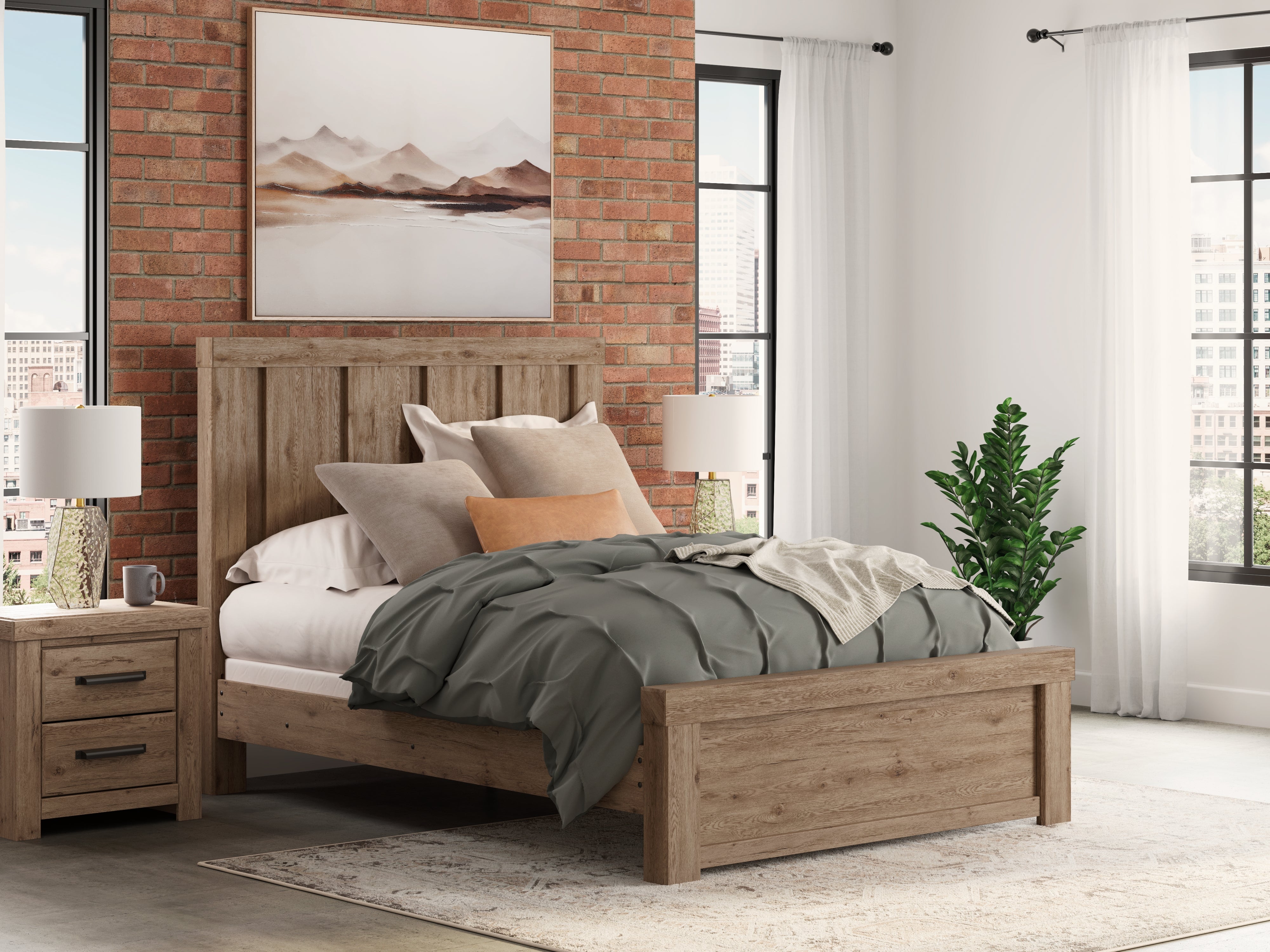 Family Deals Furniture - Ashley Furniture - Oliandon Bedroom - Queen Panel Bed / Light Brown - PCB2844B2
